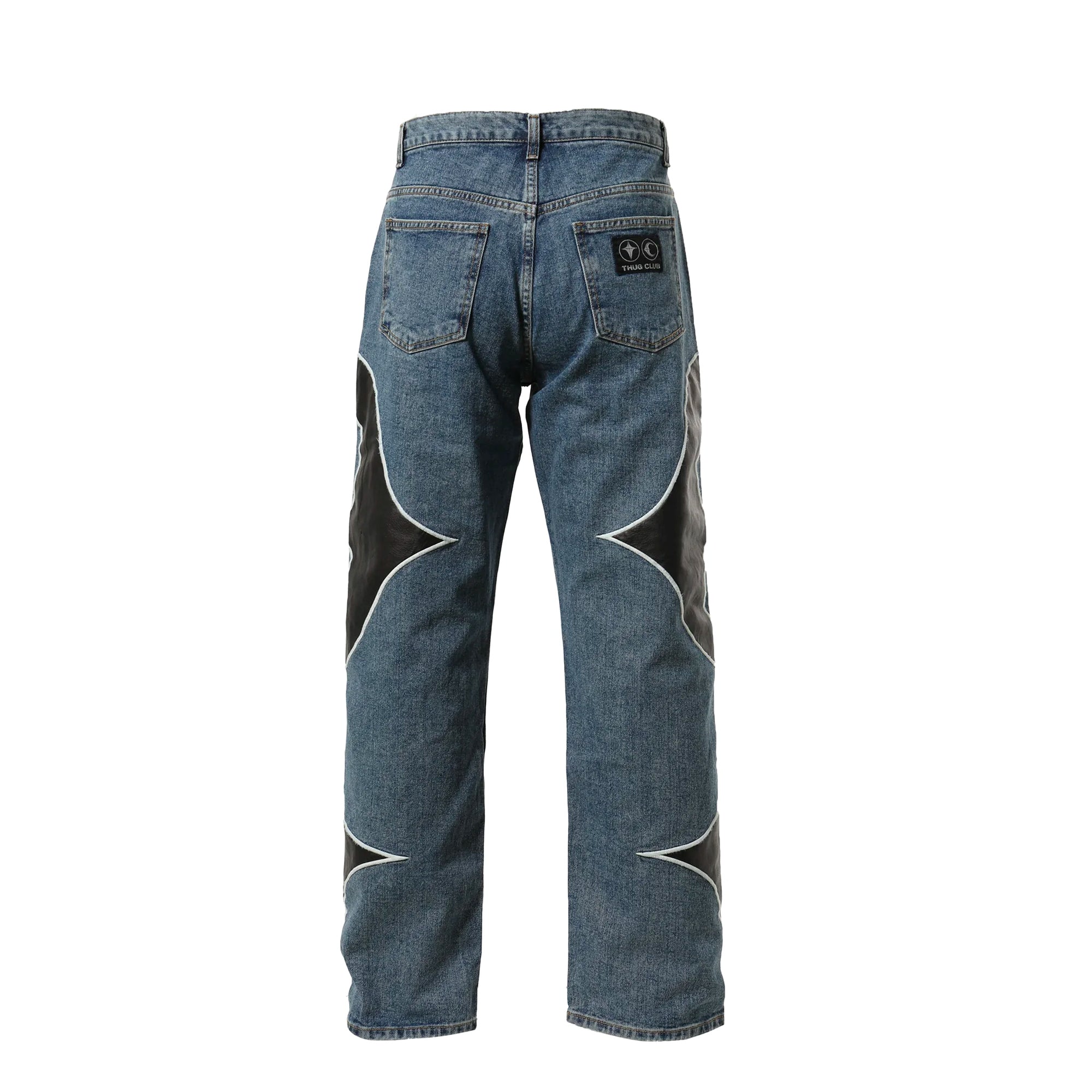 Thug Club Mens Leather Washing Denim Pants