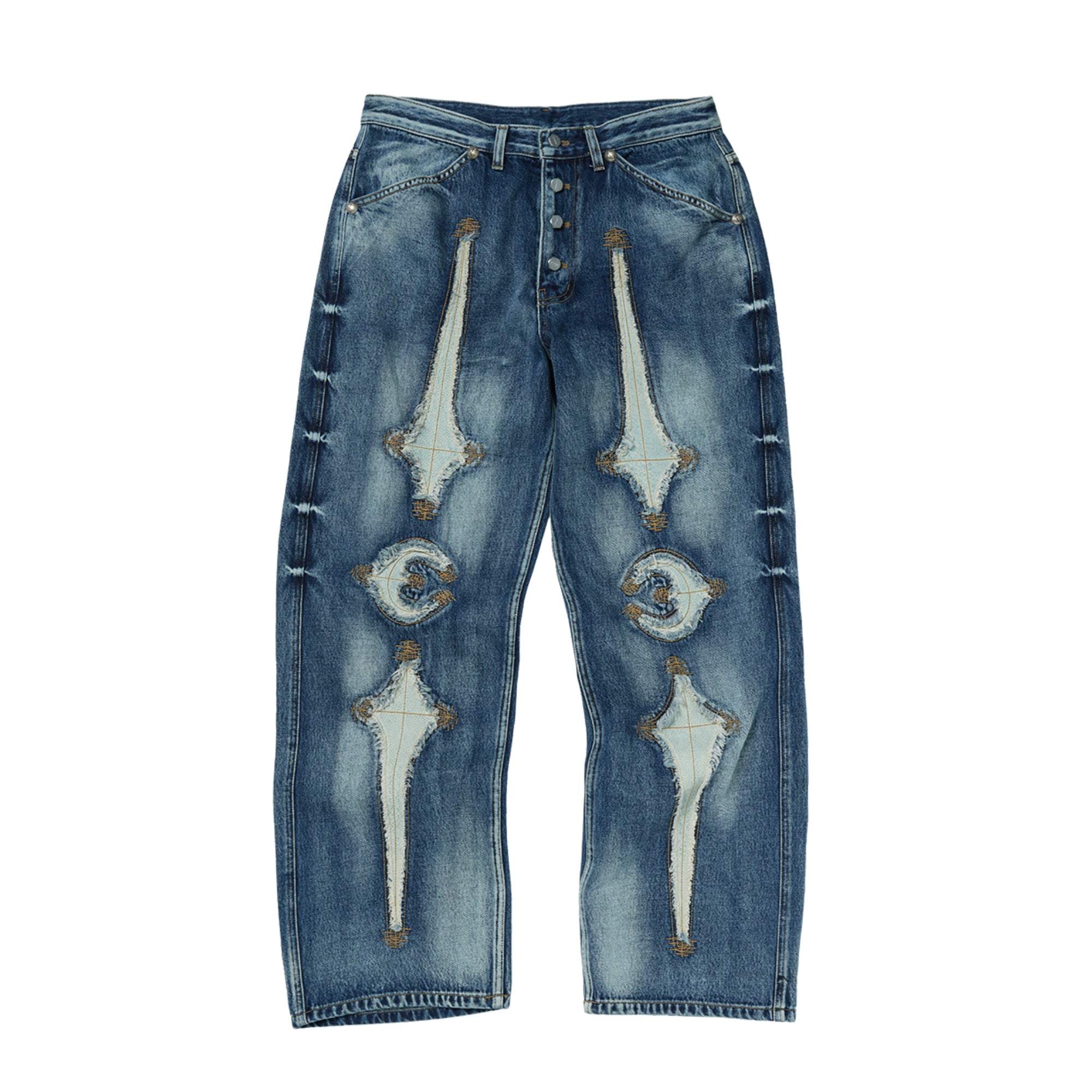 Thug Club Mens Bone Leather Denim Pants