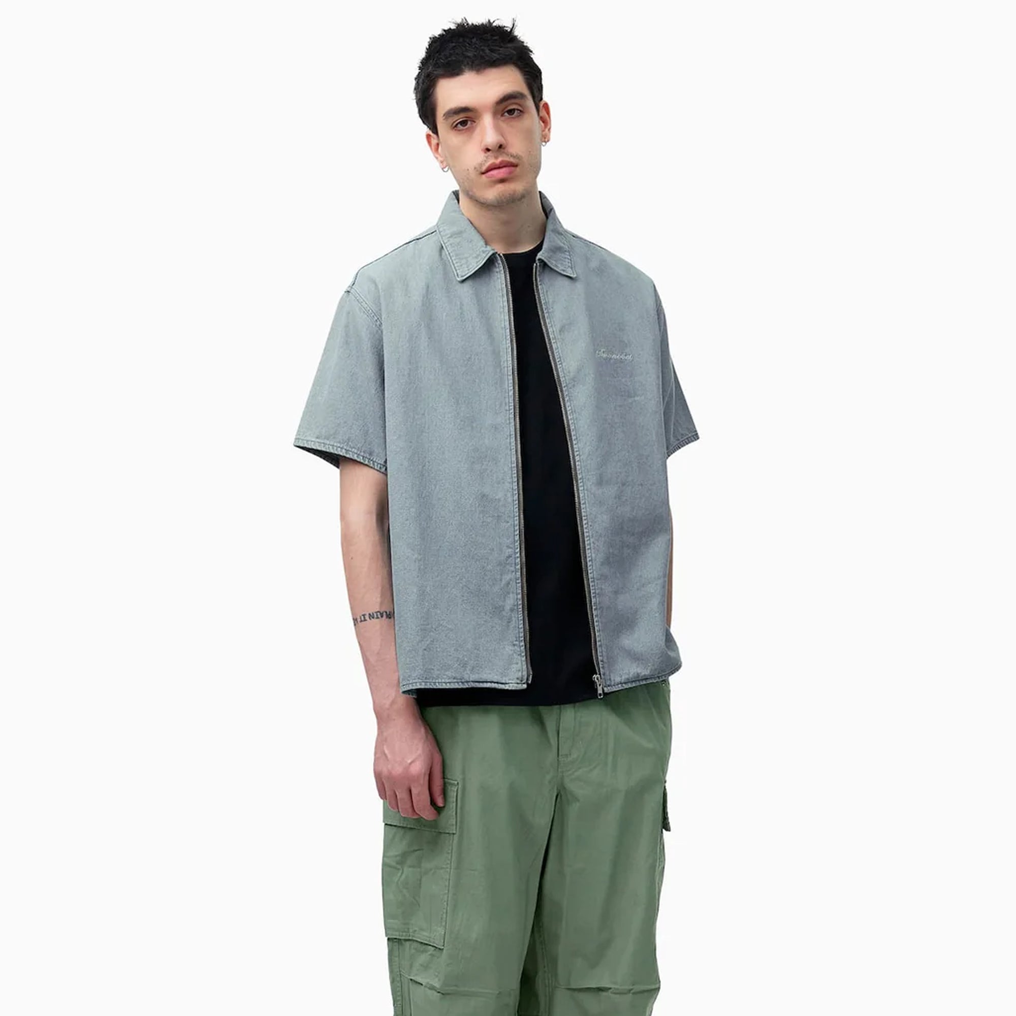 Thisisneverthat Mens Washed Denim Zip Shirt