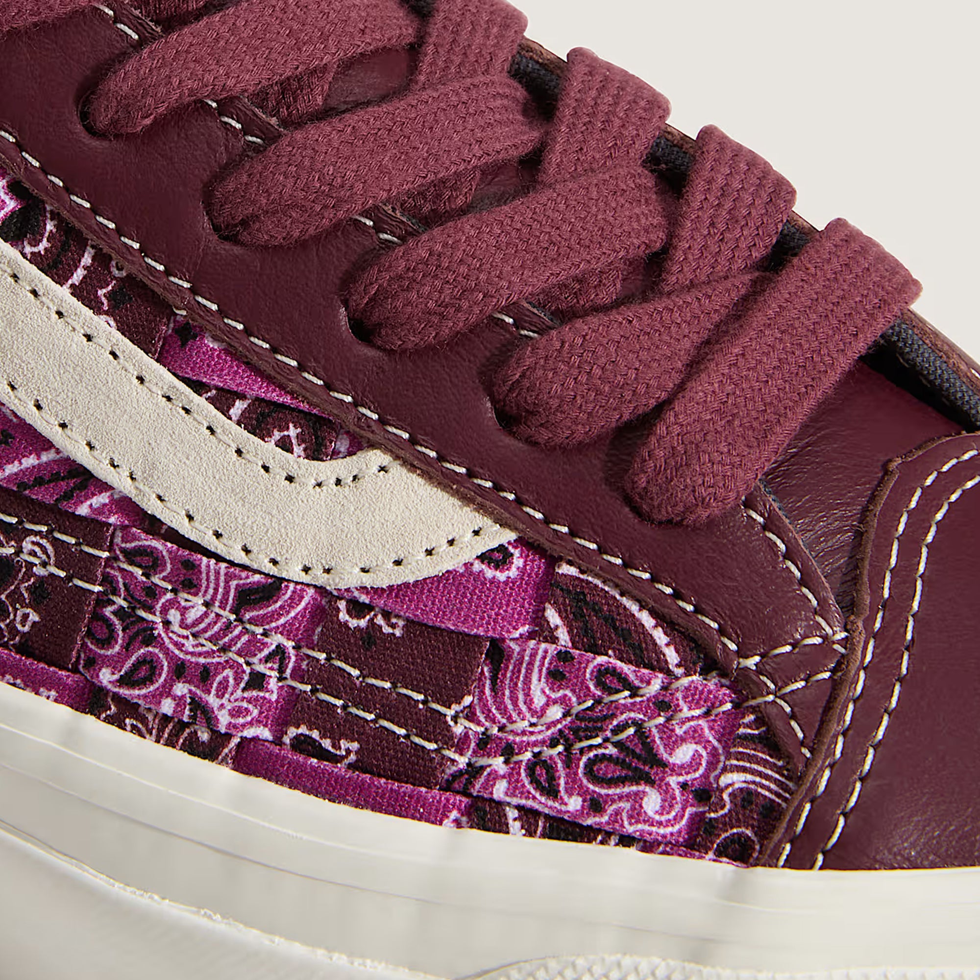 maroon pink off-white Bandana Port Sneakers on a white background