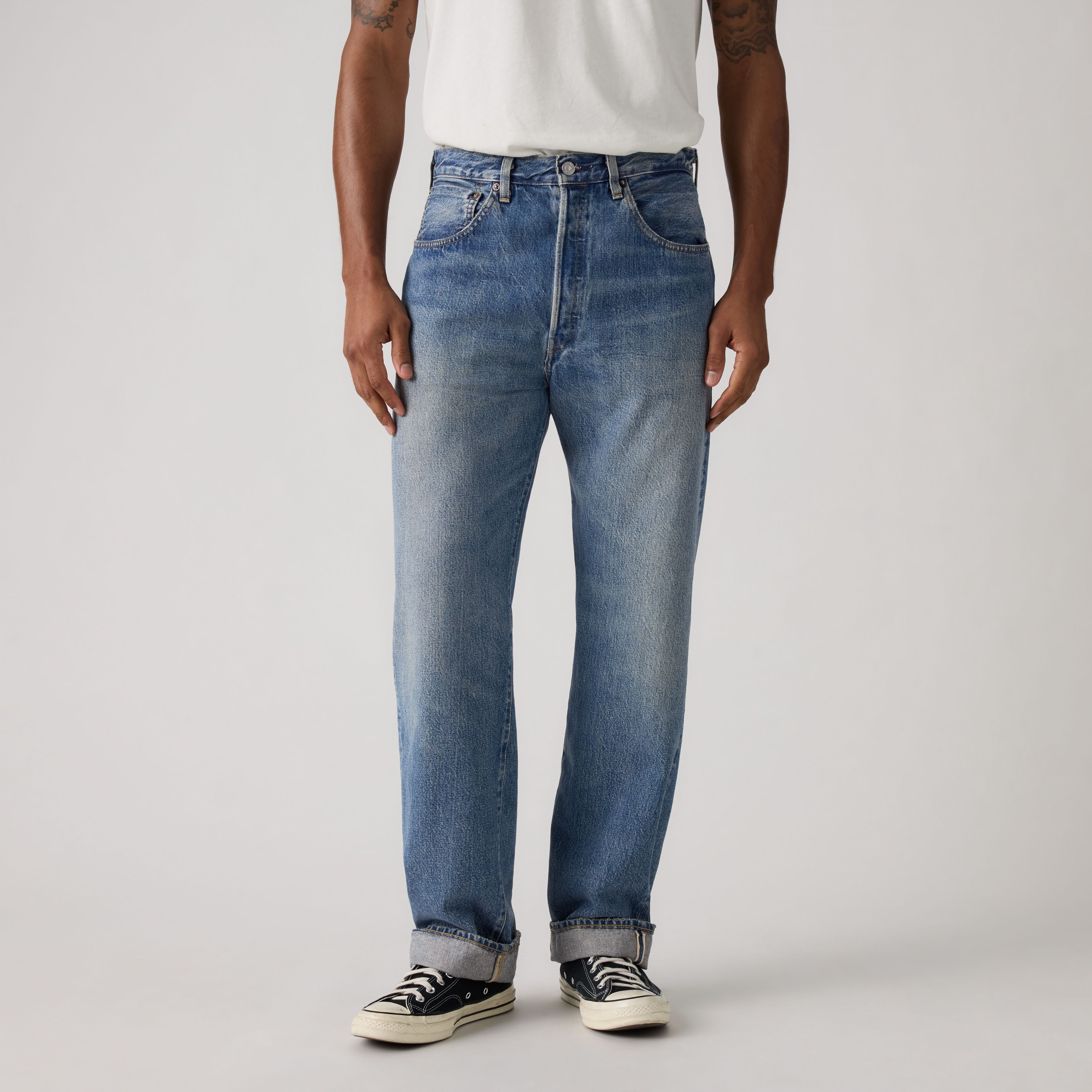 person wearing Med Indigo Pants