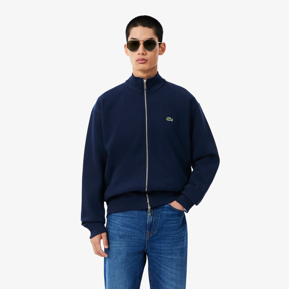 Lacoste Mens Double Face Pique Zipped Sweatshirt
