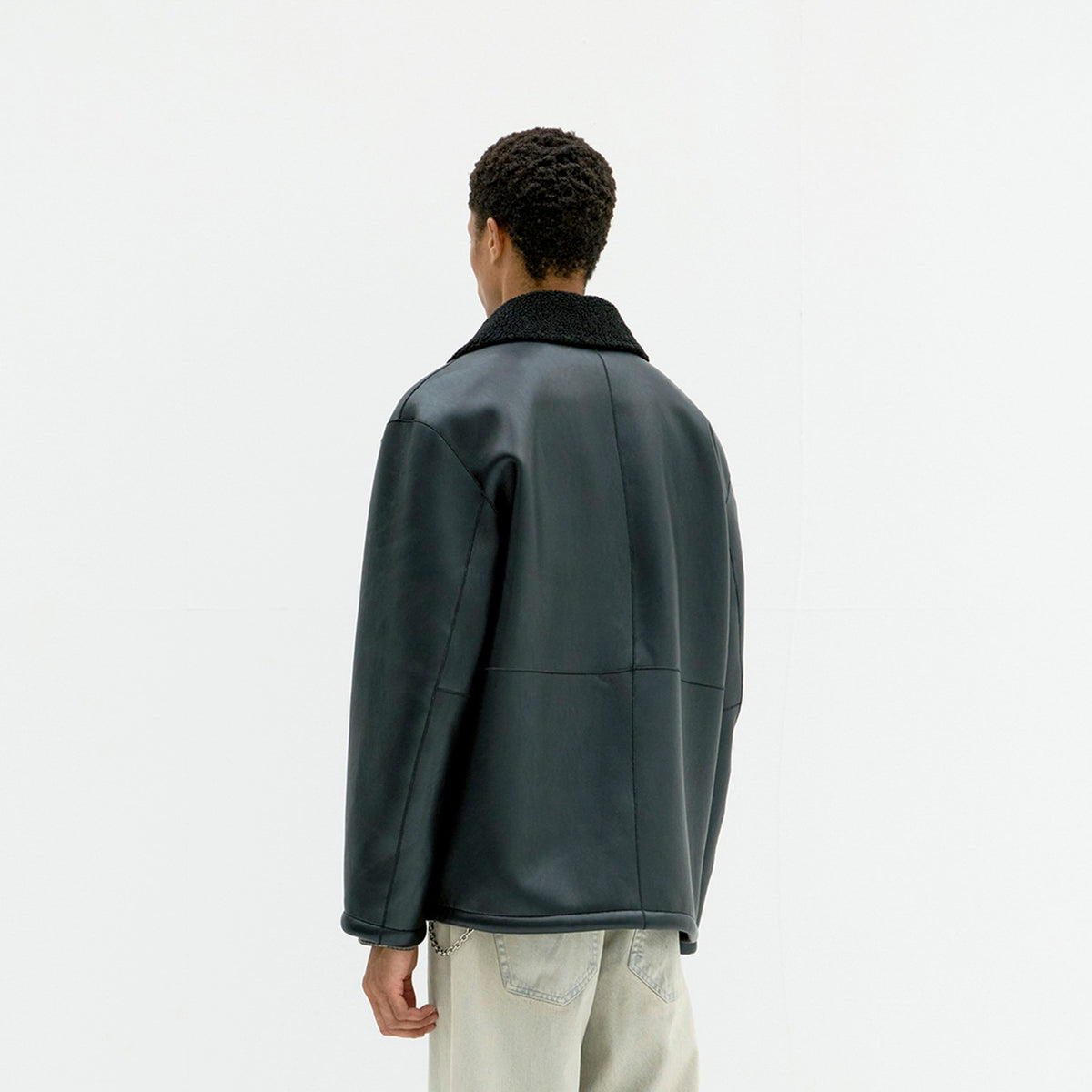 Coor Mens Linking Binding Fake Shearling Half Coat