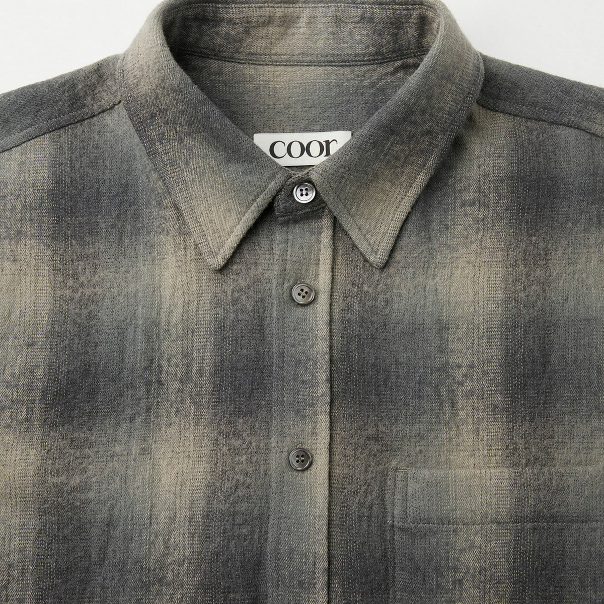 Coor Mens Ombre Flannel One Pocket Checkered Shirt V2
