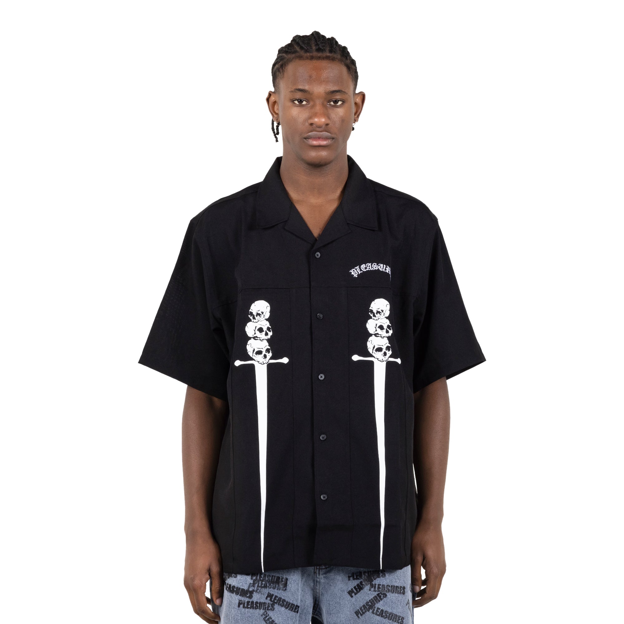 Pleasures Mens Luster Camp Collar Button Down Shirt