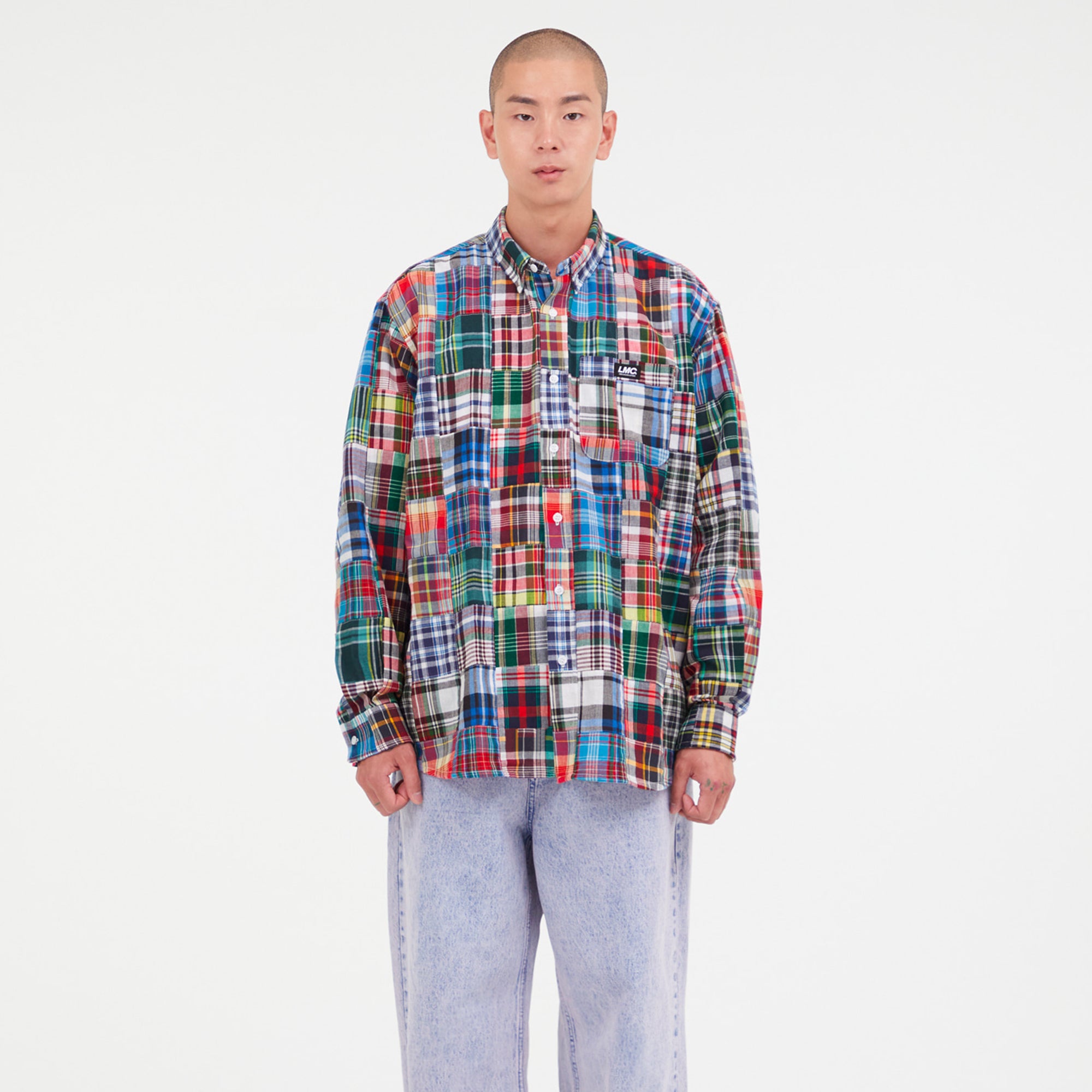 Lost Management Cities Mens Madras Patchwork Shirt