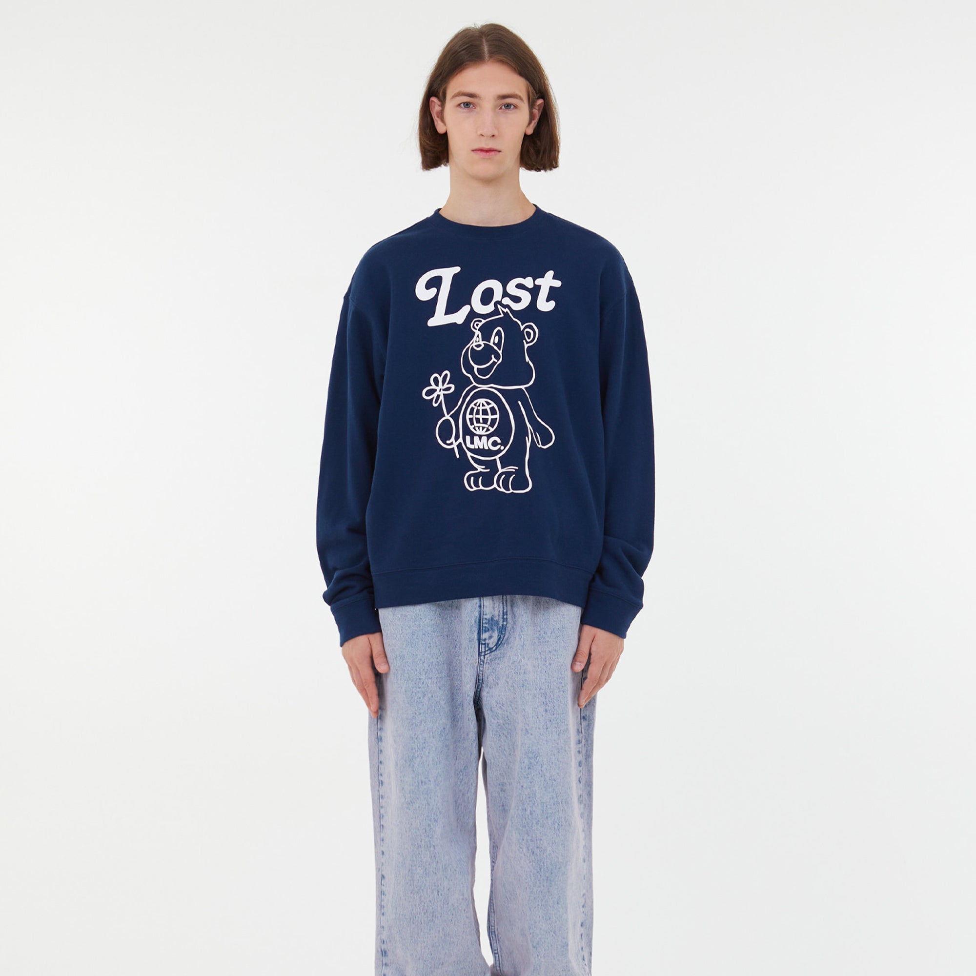 Lost Management Cities Mens Flower Bear Sweatshirt
