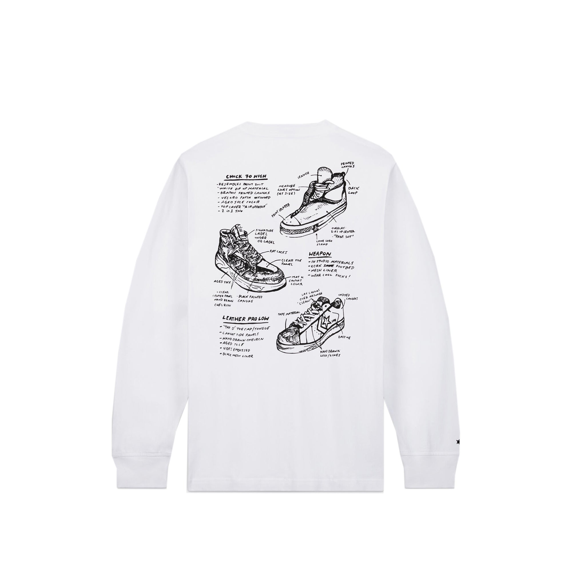 Converse Mens Josh Vides Long Sleeve Pocket Tee 'White'