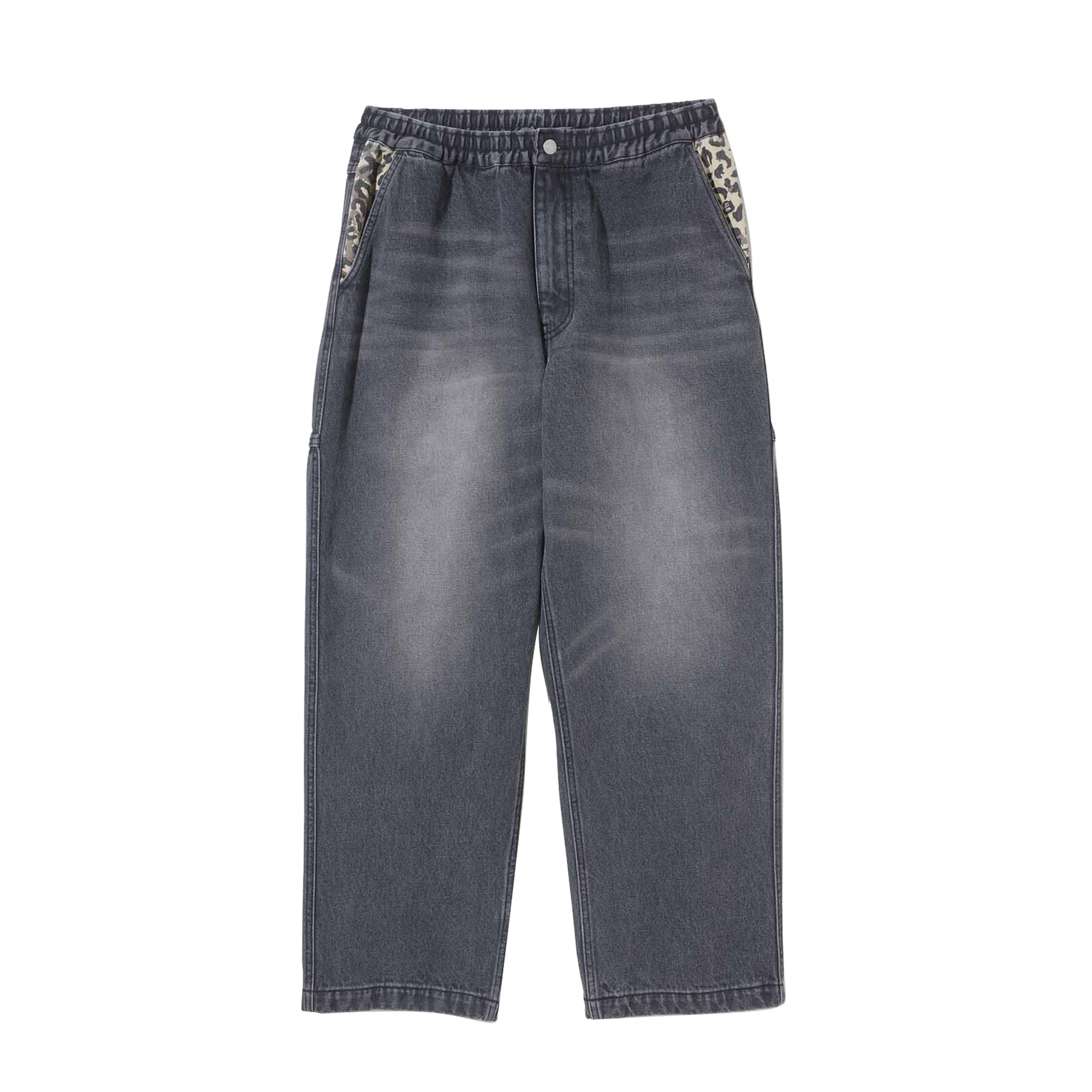 X-Large Mens Partial Leopard Denim Easy Pants