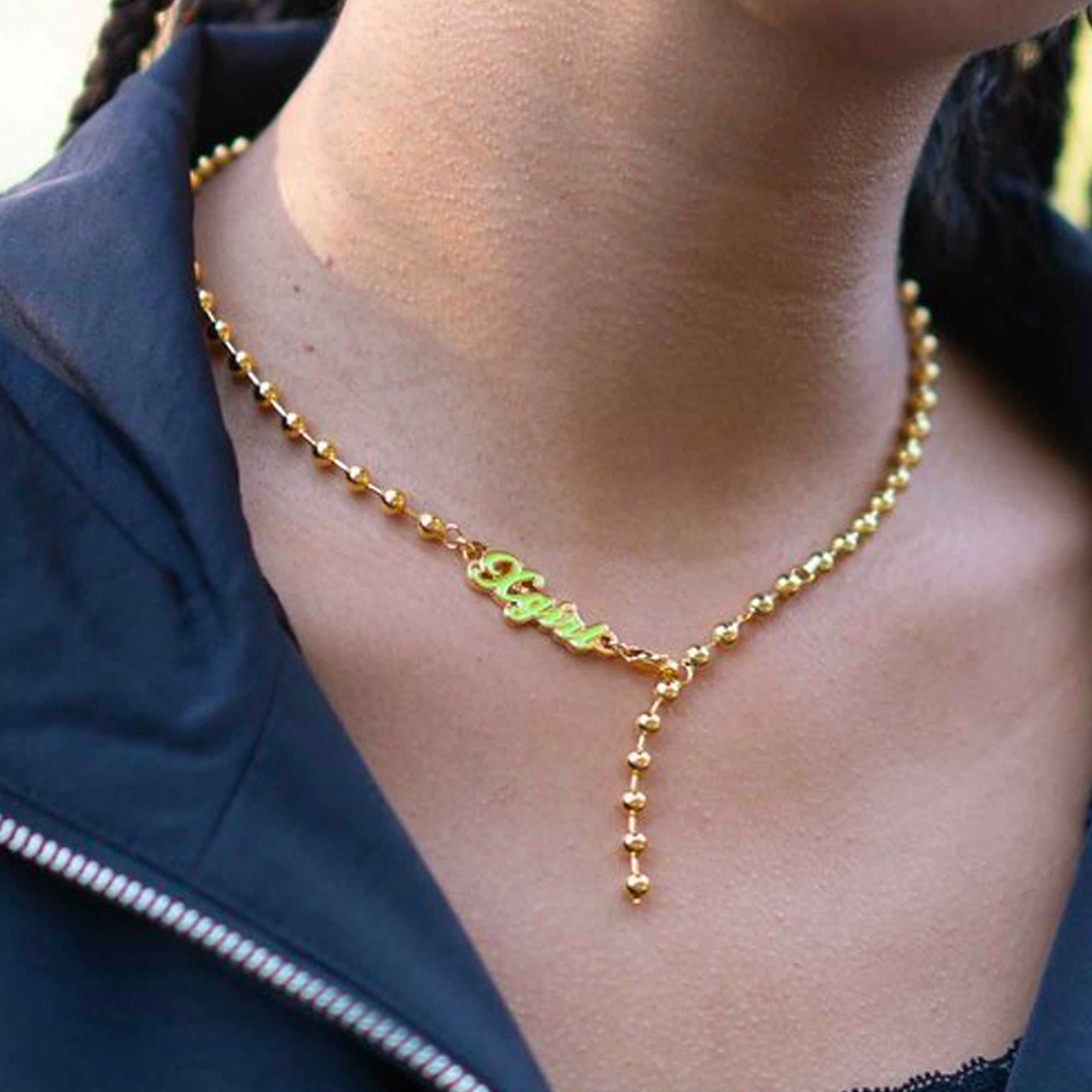 X Girl Womens Ball Chain Necklace (Gold)