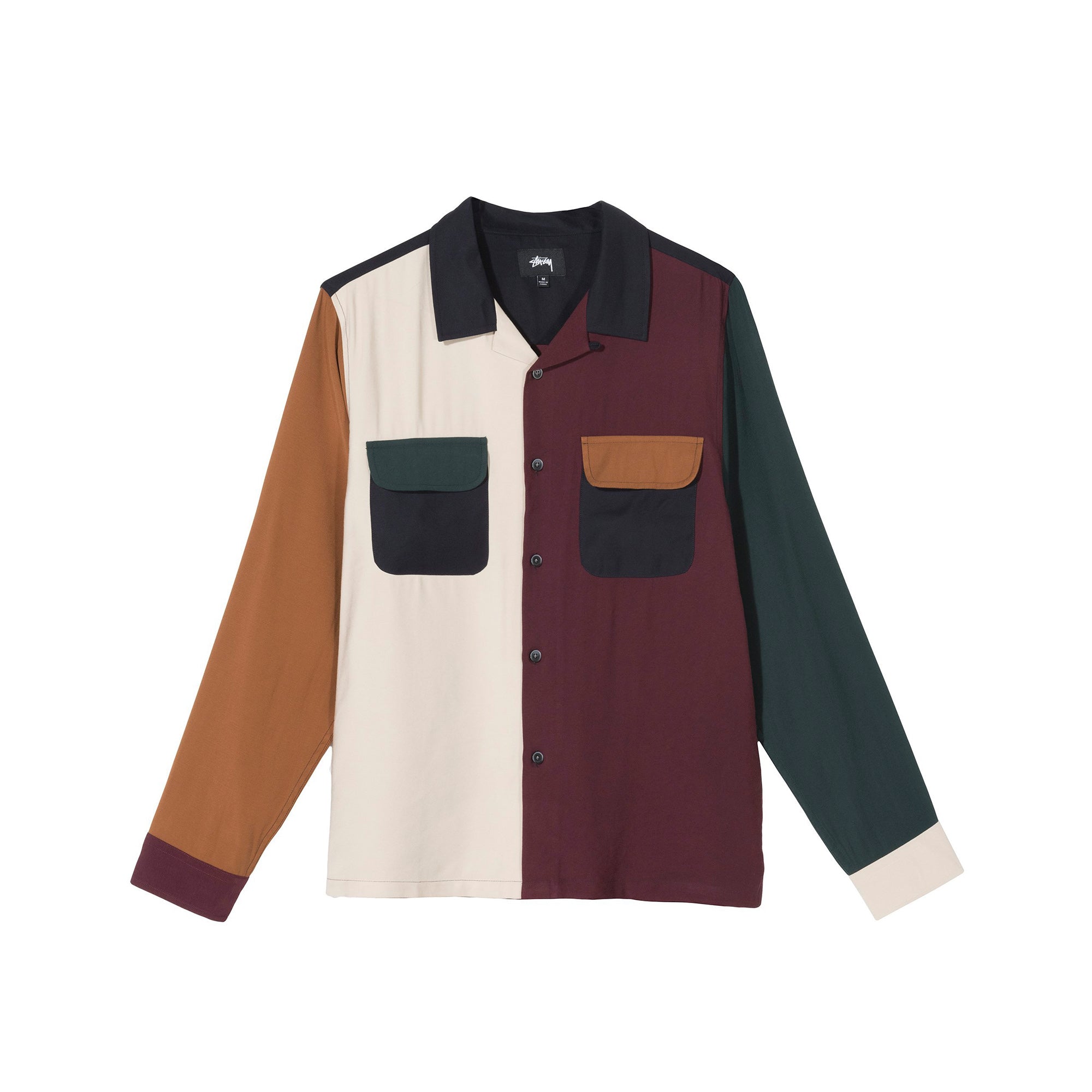 Stussy Mens Color Block Rayon Shirt