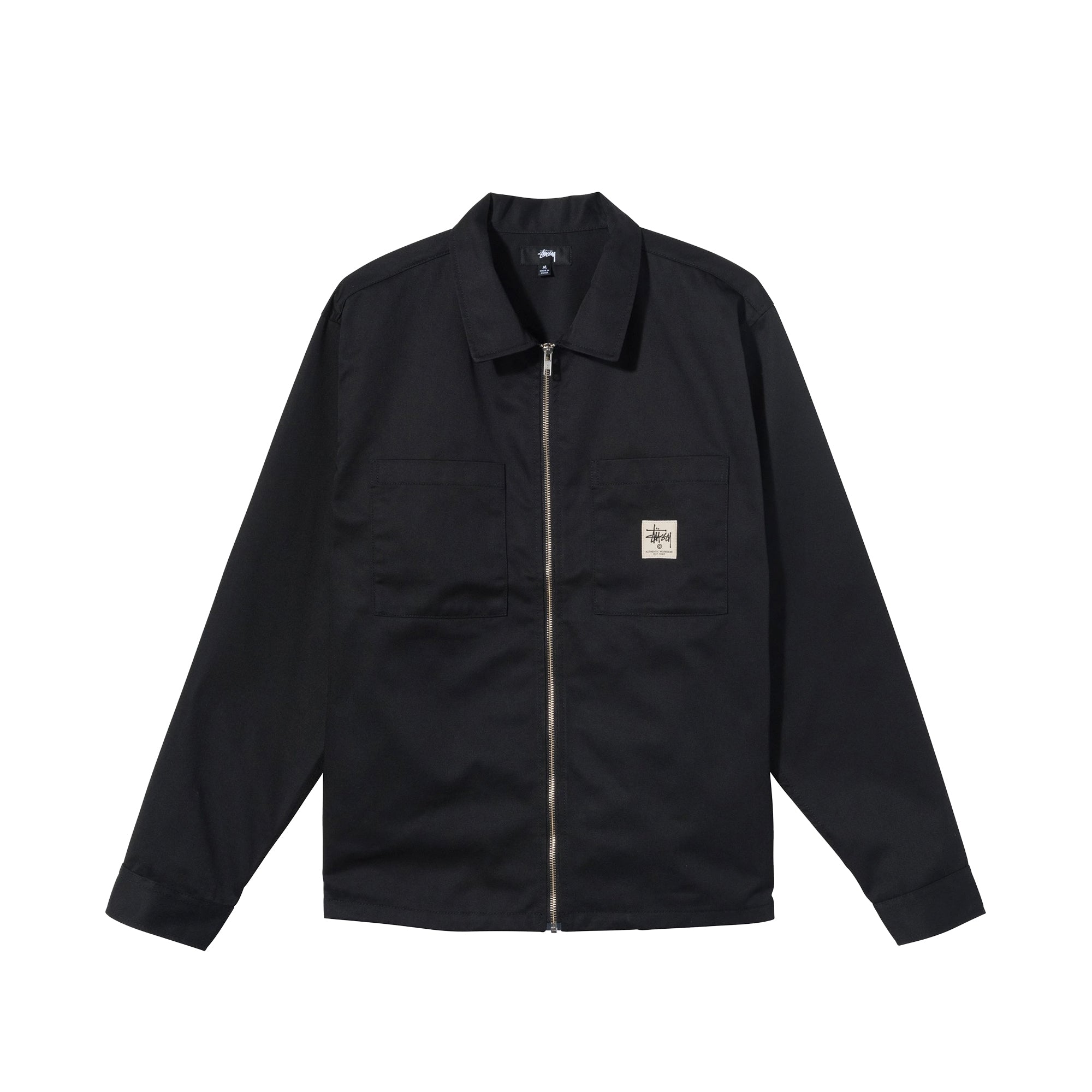 Stussy Mens Zip Up Work LS Shirt 'Black'