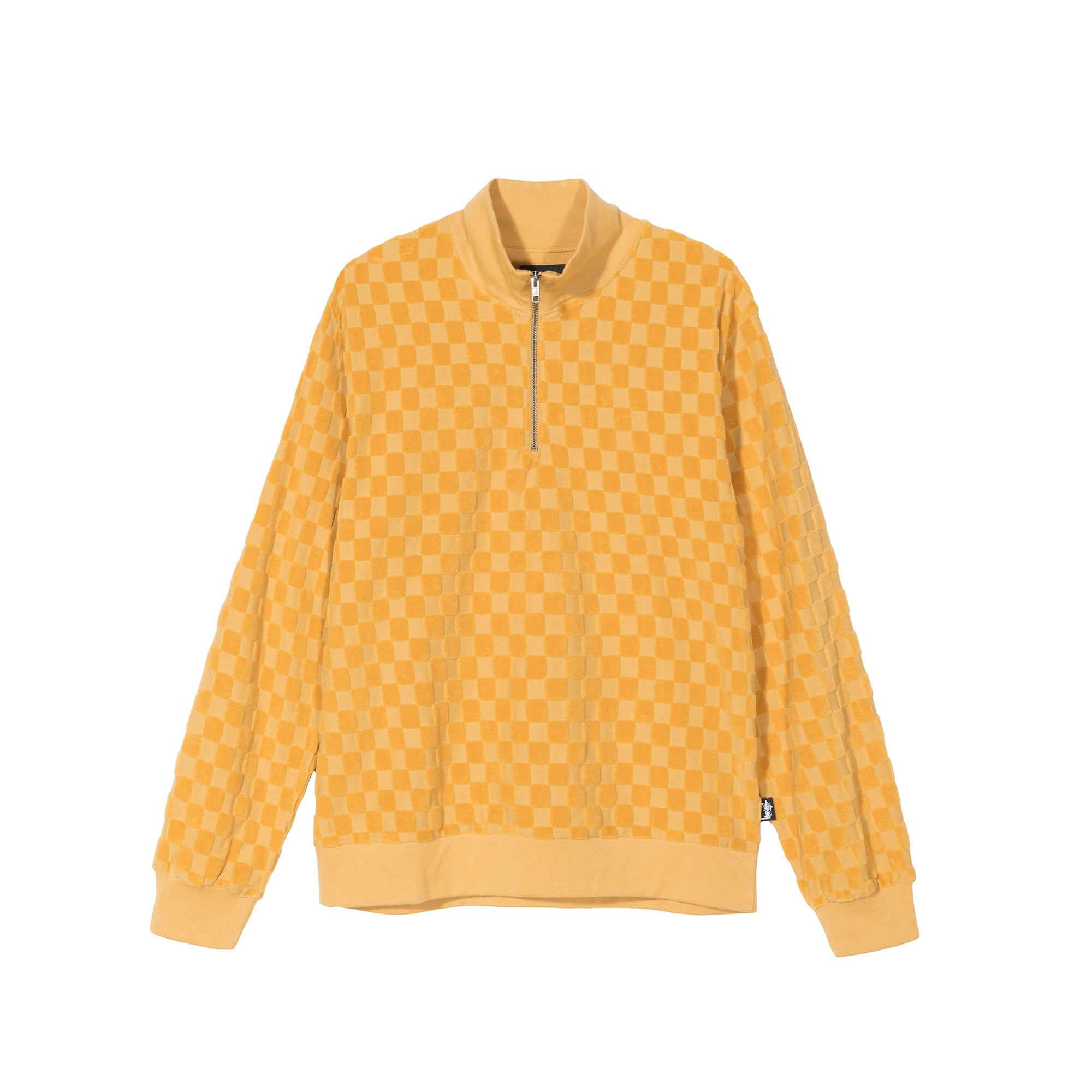 Stussy Mens Check Long Sleeve Mock Zip Pullover