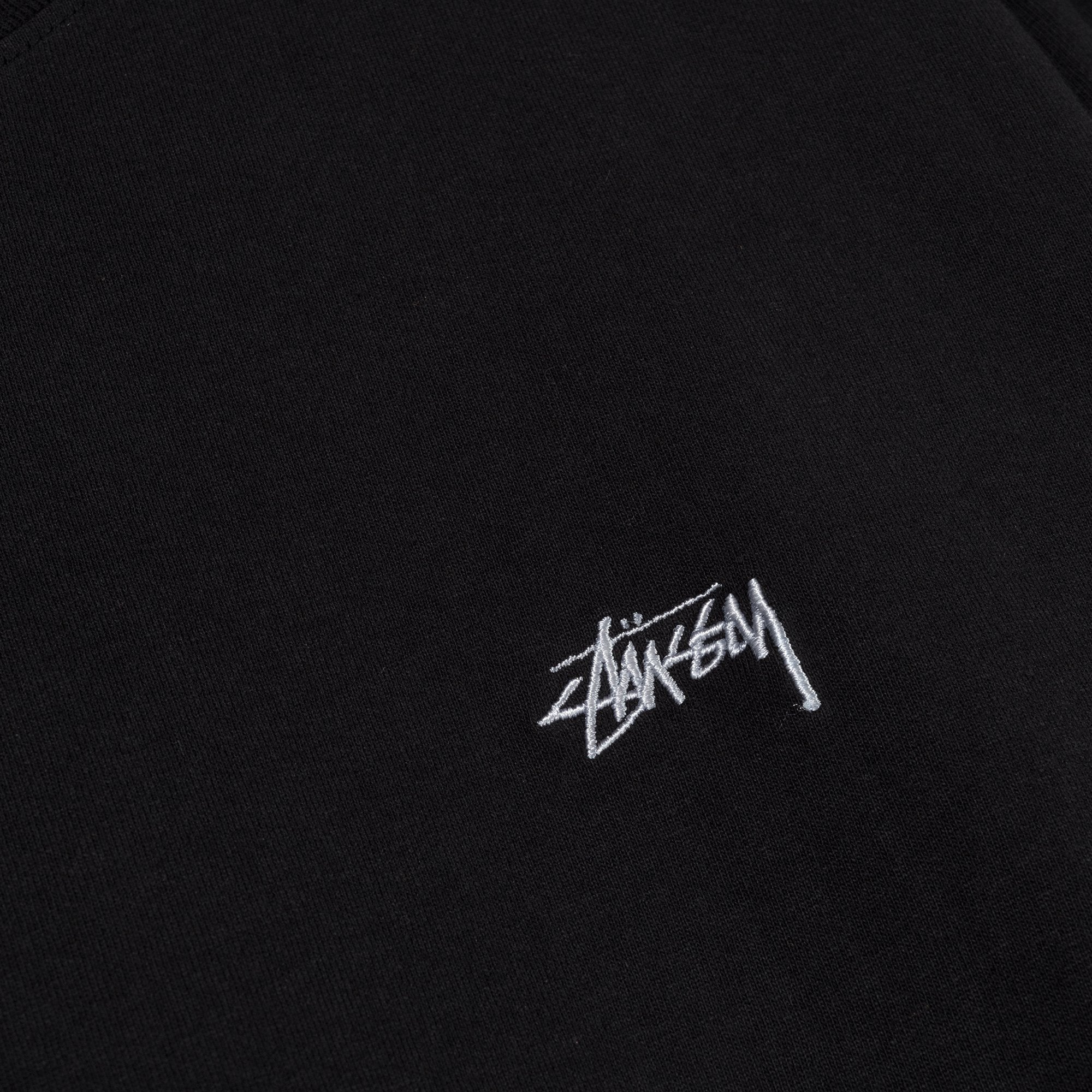 Stussy Mens Stock Logo Black SS Crew