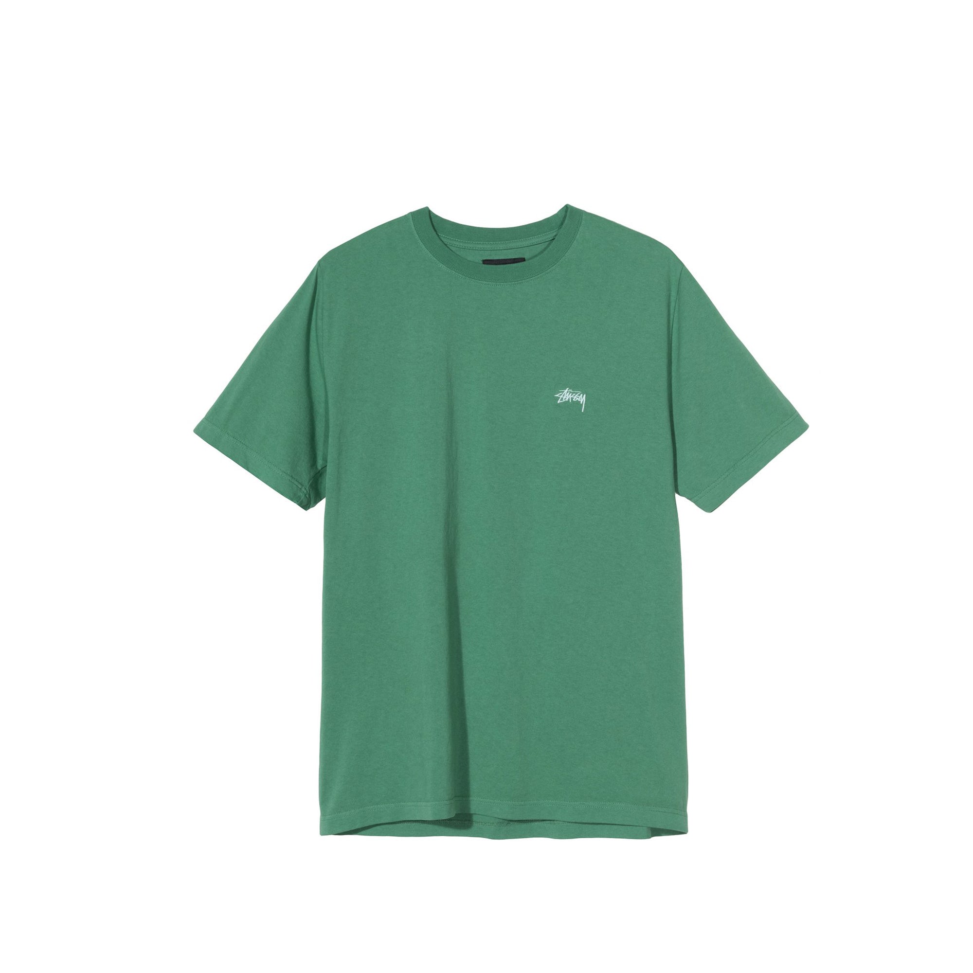 Stussy Mens Stock Logo Green SS Crew