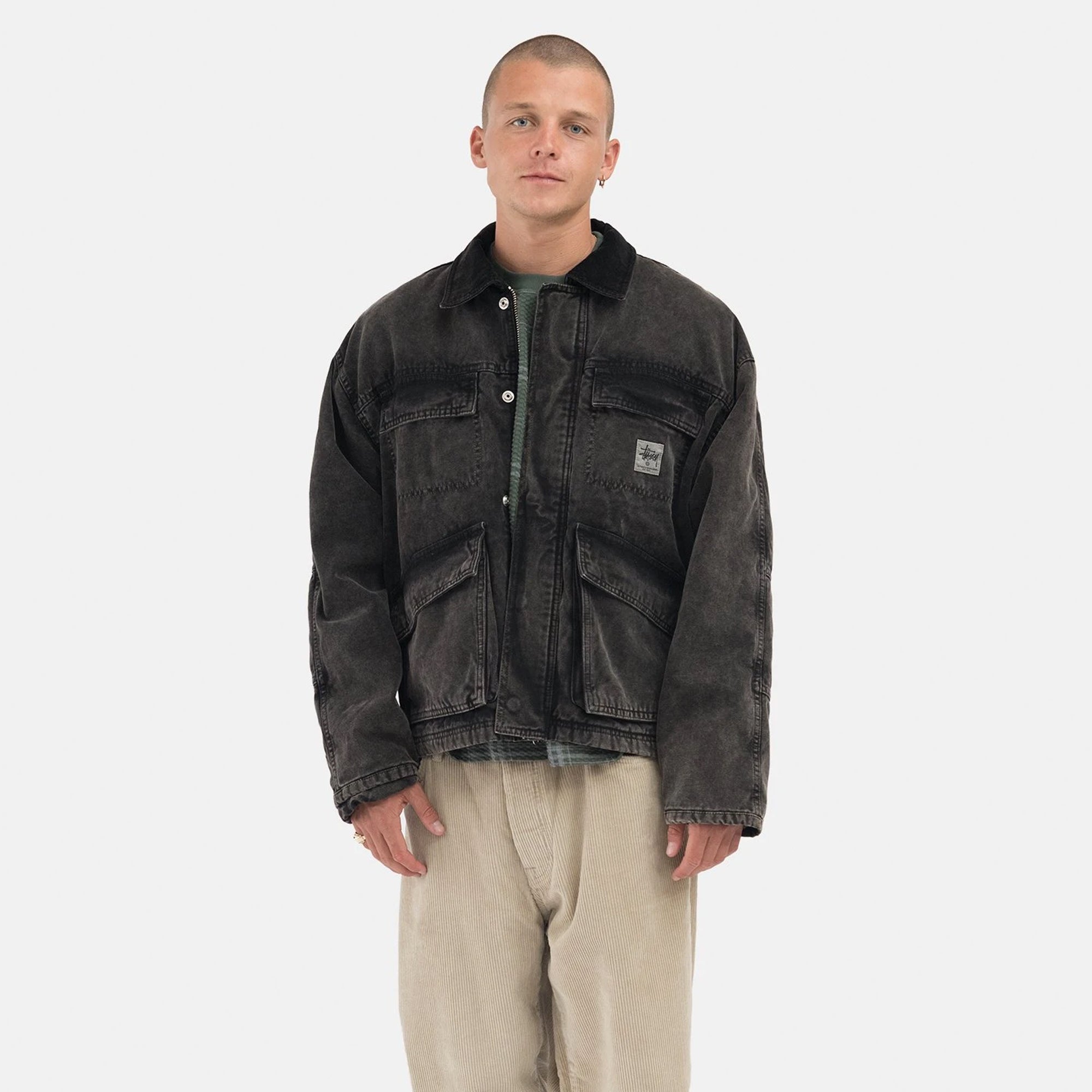 Stussy Mens Washed Canvas Shop Jacket 'Black'