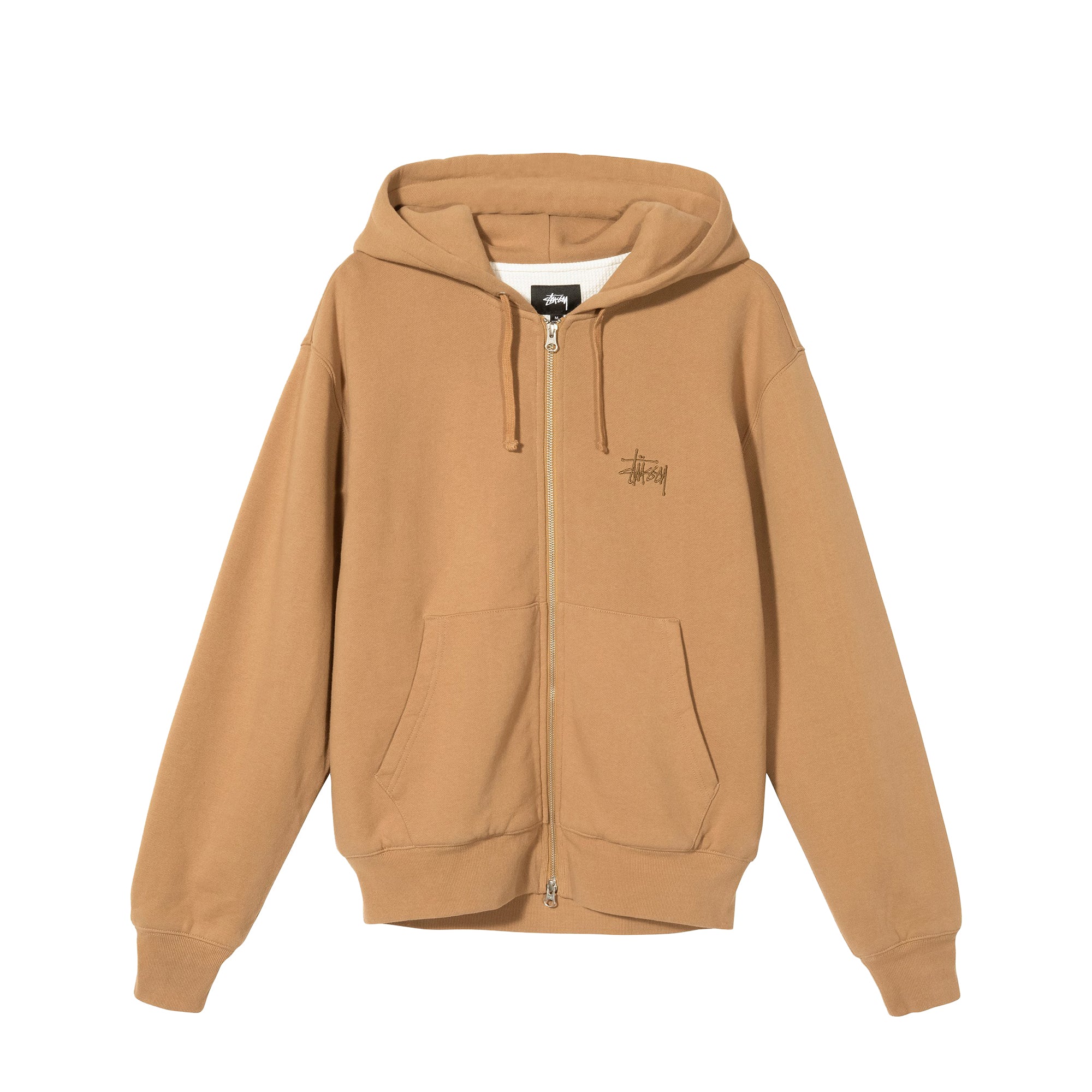 Stussy Men Thermal Zip Brown Hoodie