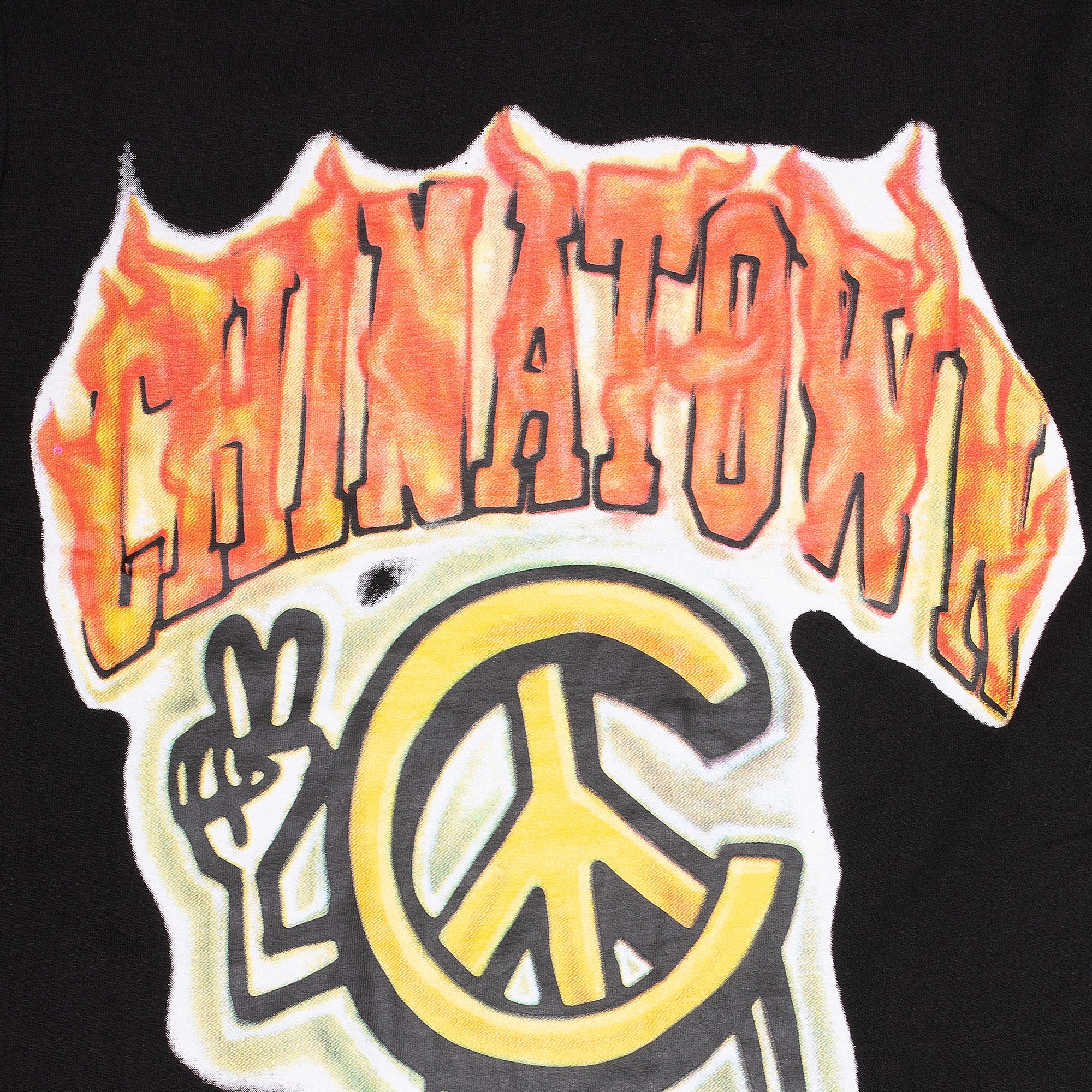 Chinatown Market Mens Peace Guy Flame Arc T-Shirt 'Black'