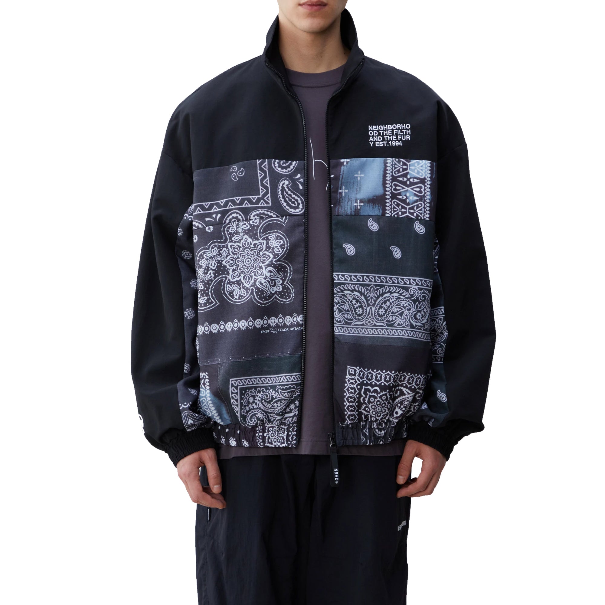 Neighborhood Mens Bandana Chopped Track E-Jacket 'Black'