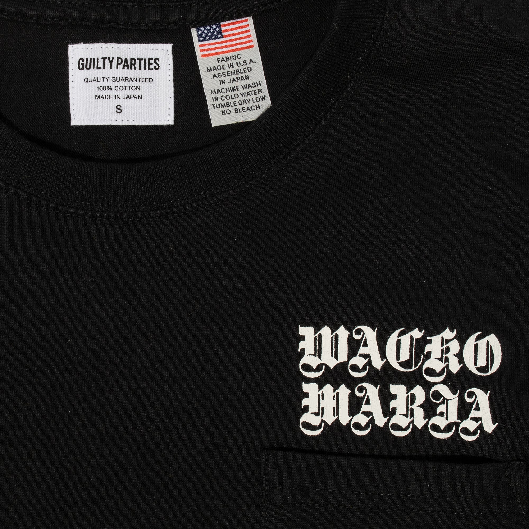 Wacko Maria Mens USA Body Crew Neck Pocket Tee 'Black'