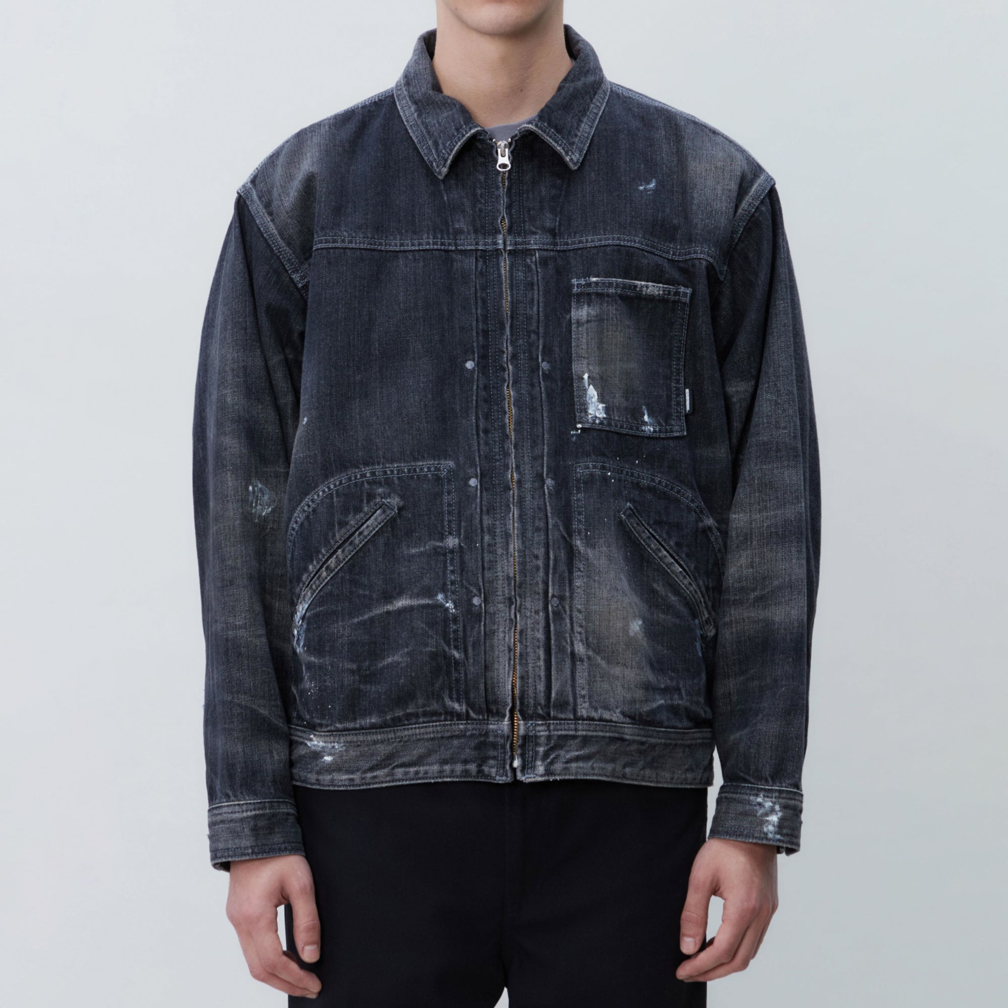 Neighborhood Mens Front Zip Denim Jacket 'Black'