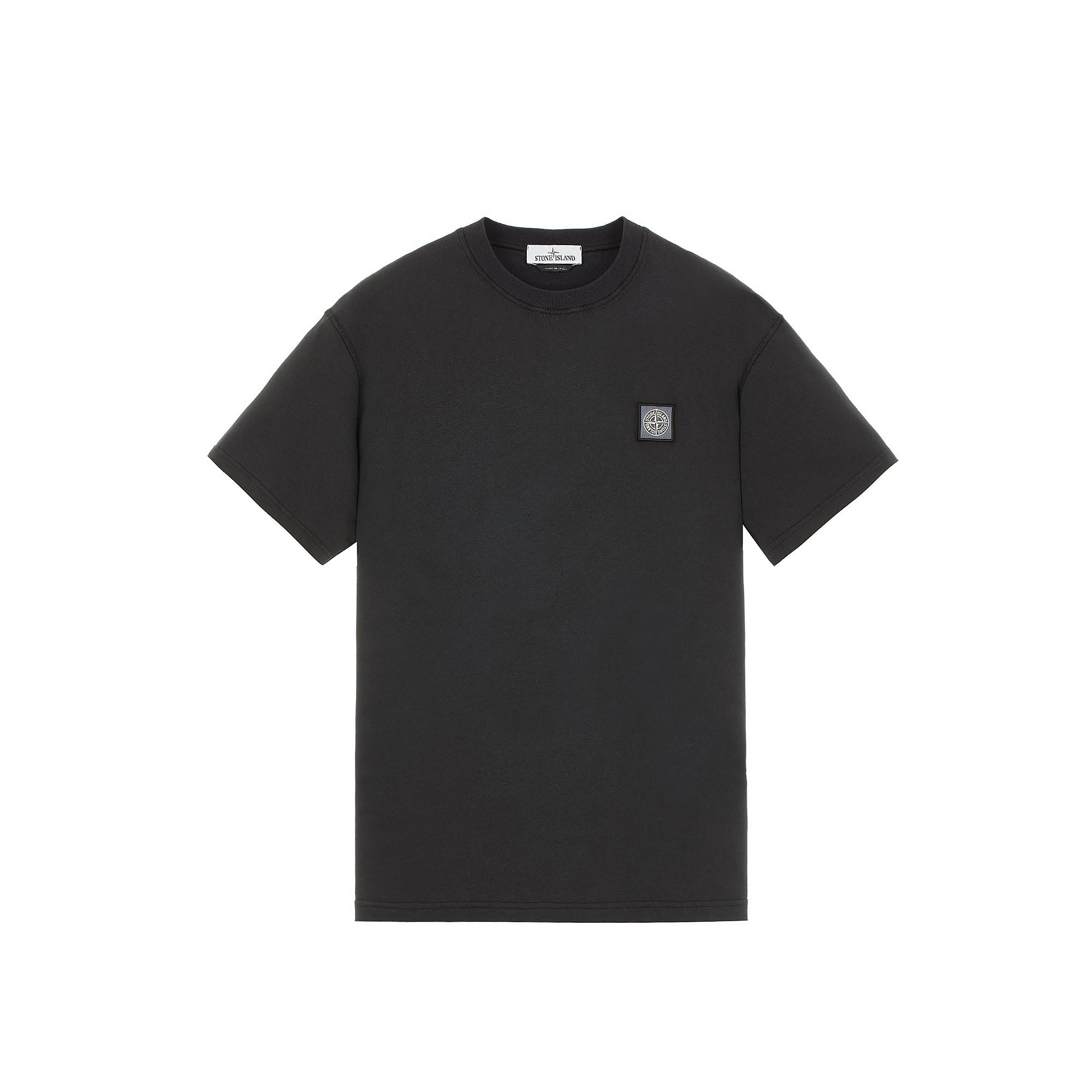 Stone Island Mens Fissato Dyed Patch Logo Tee Black