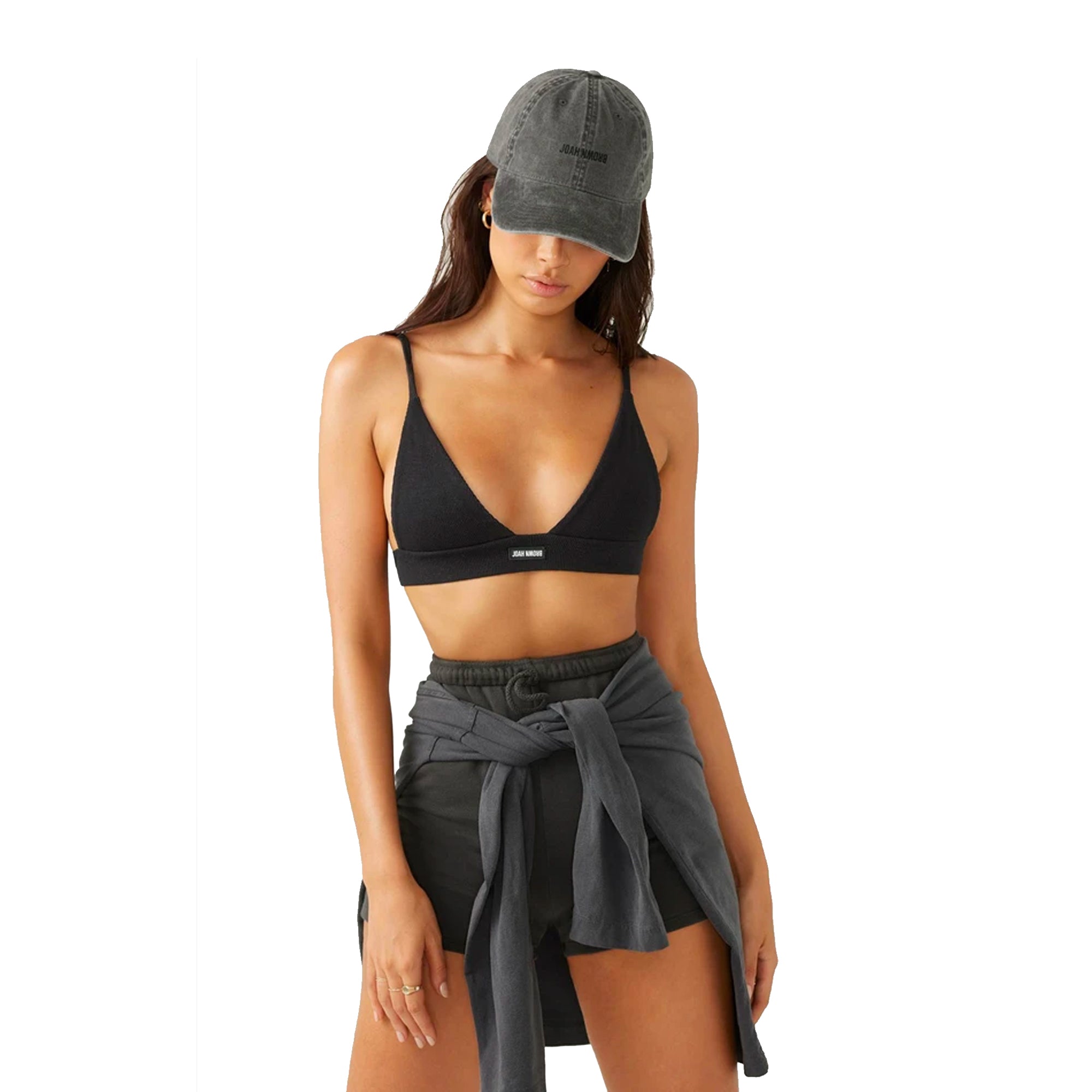 Joah Brown Womens Triangle Bra With Logo Black
