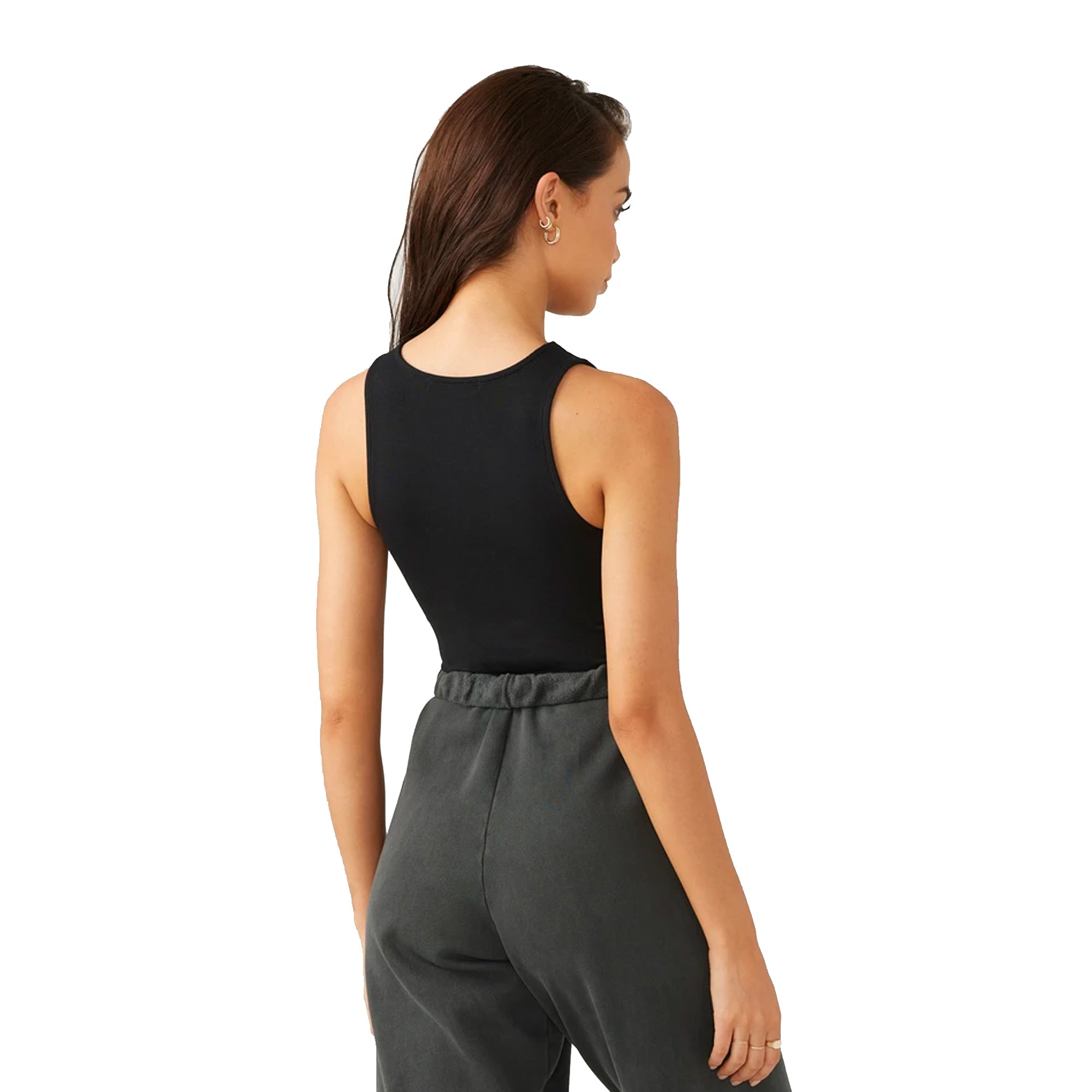 Joah Brown Womens High Square Neck Tank Black