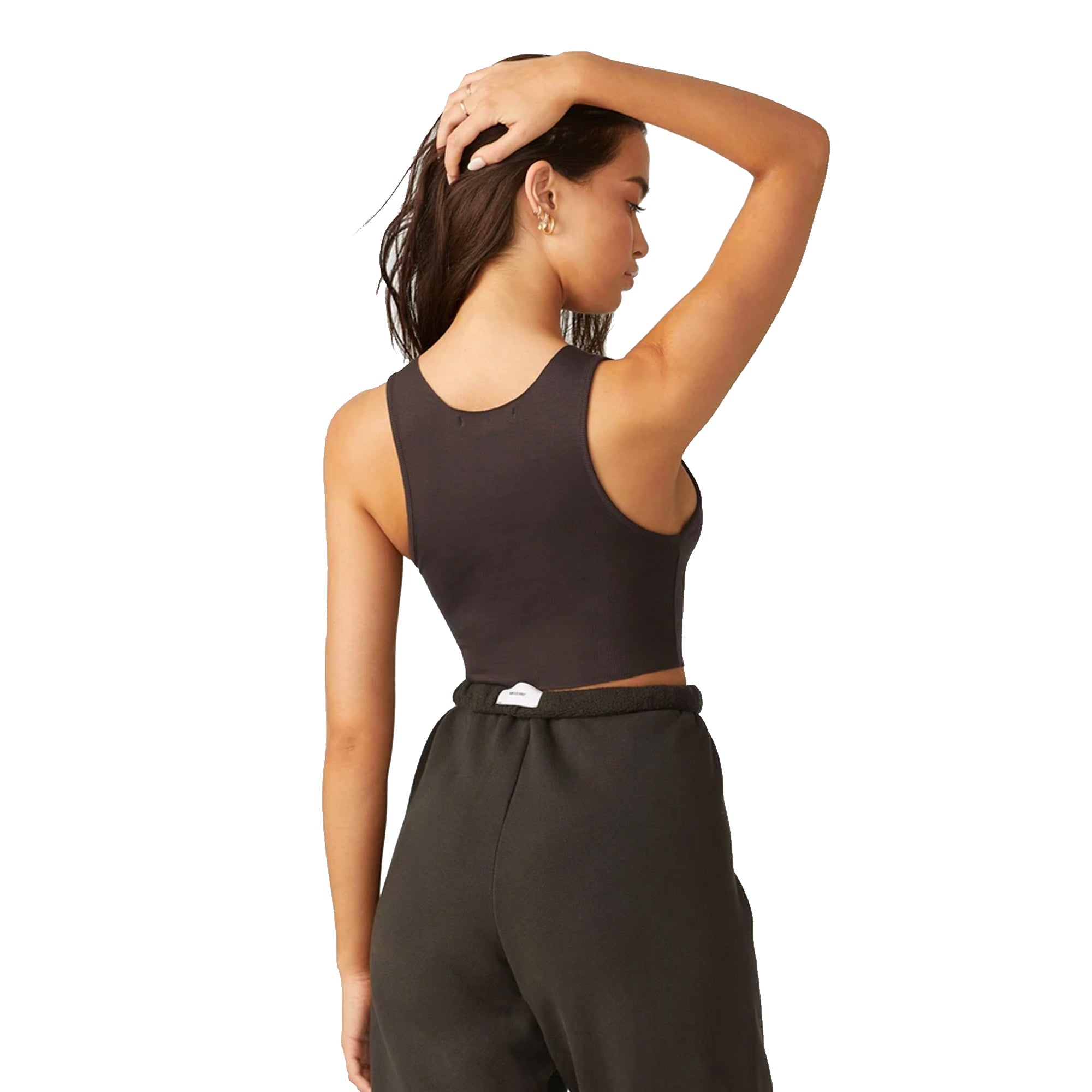 Joah Brown Womens Raw Edge Crop Tank Black