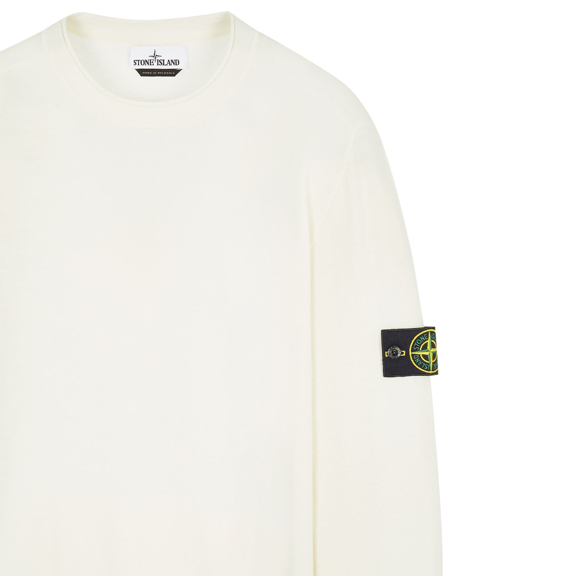 Stone Island Mens Merino Wool Crewneck Sweater Cream