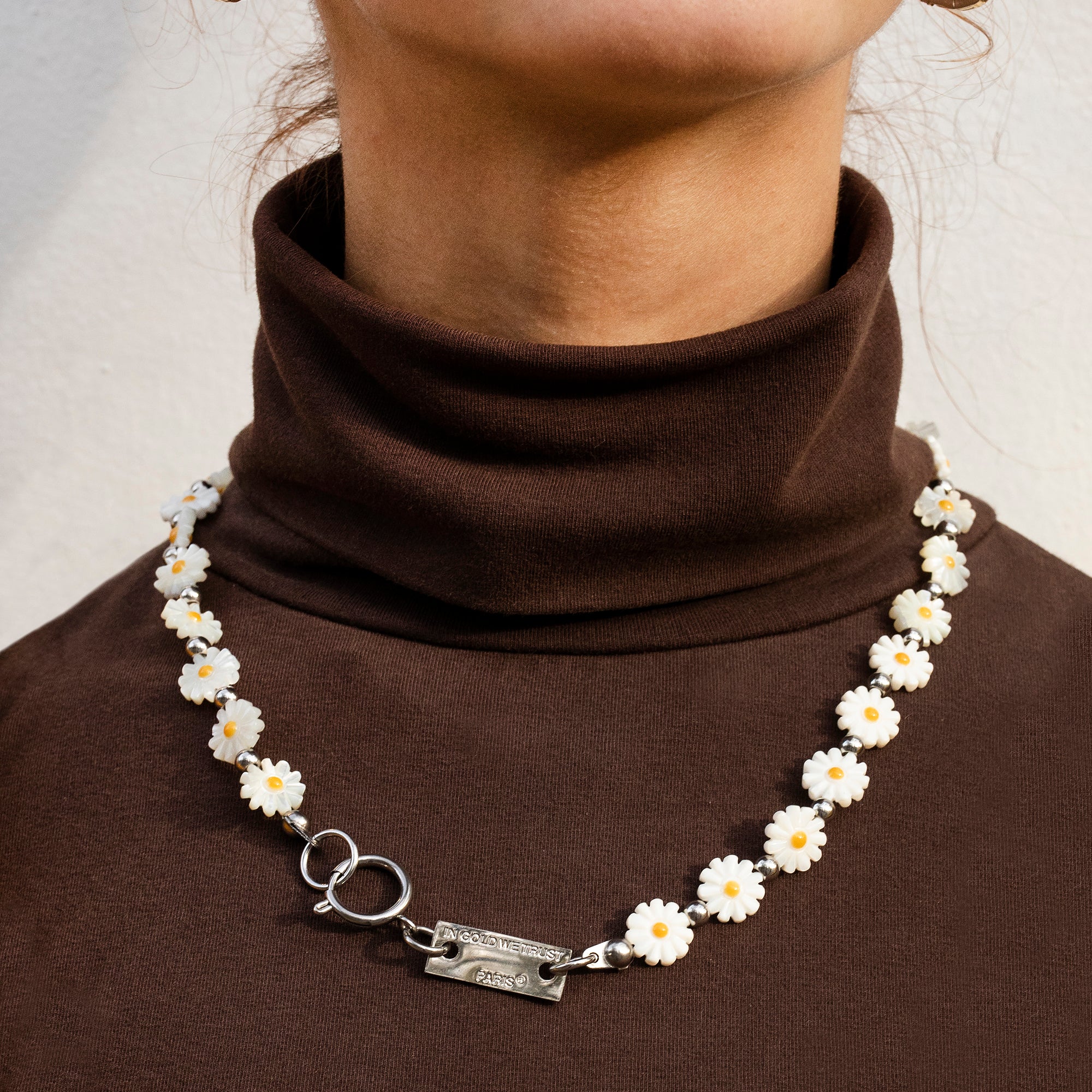 In Gold We Trust Paris Flower Necklace (Palladium)