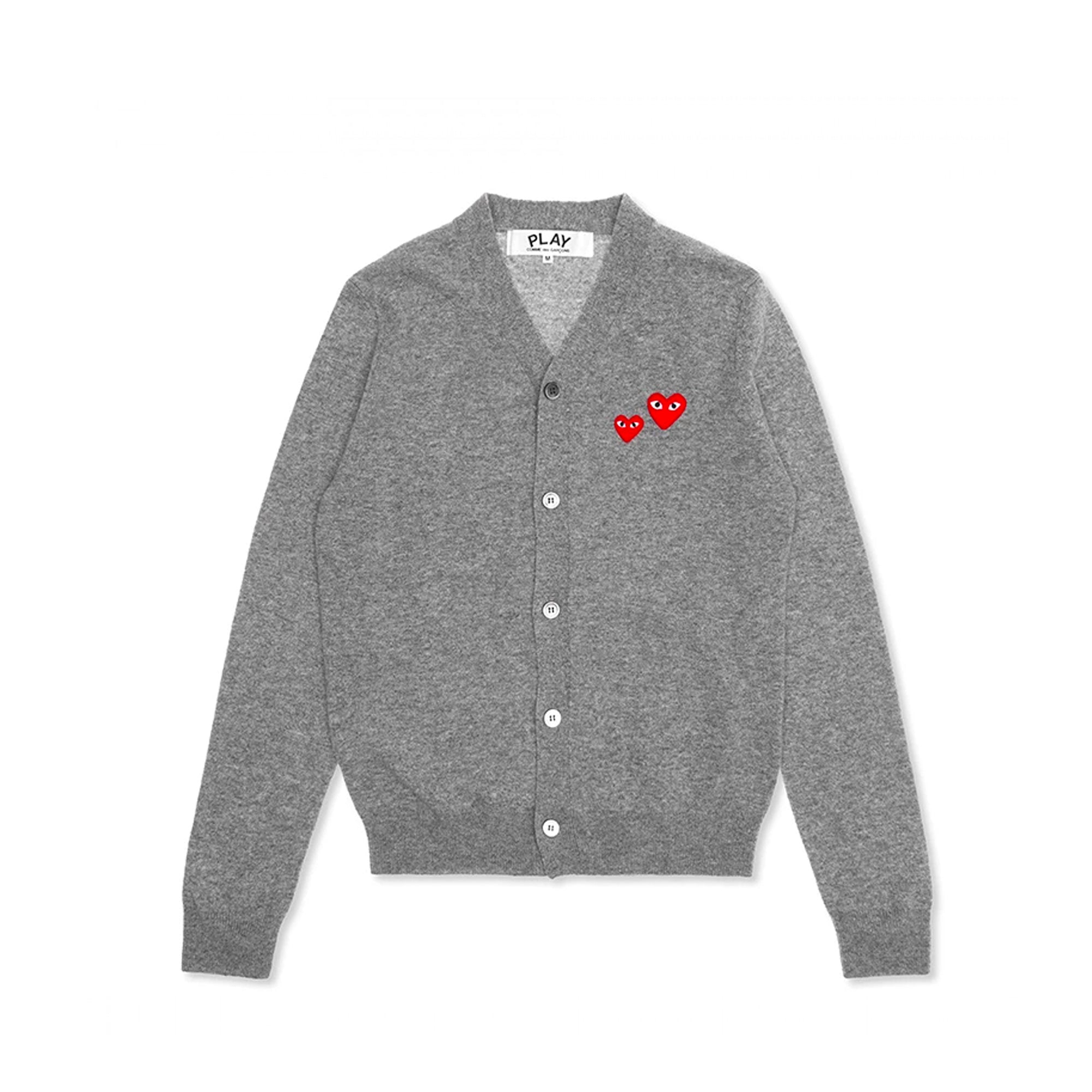 Comme des Garcons PLAY Mens Double Heart Cardigan Sweatshirt