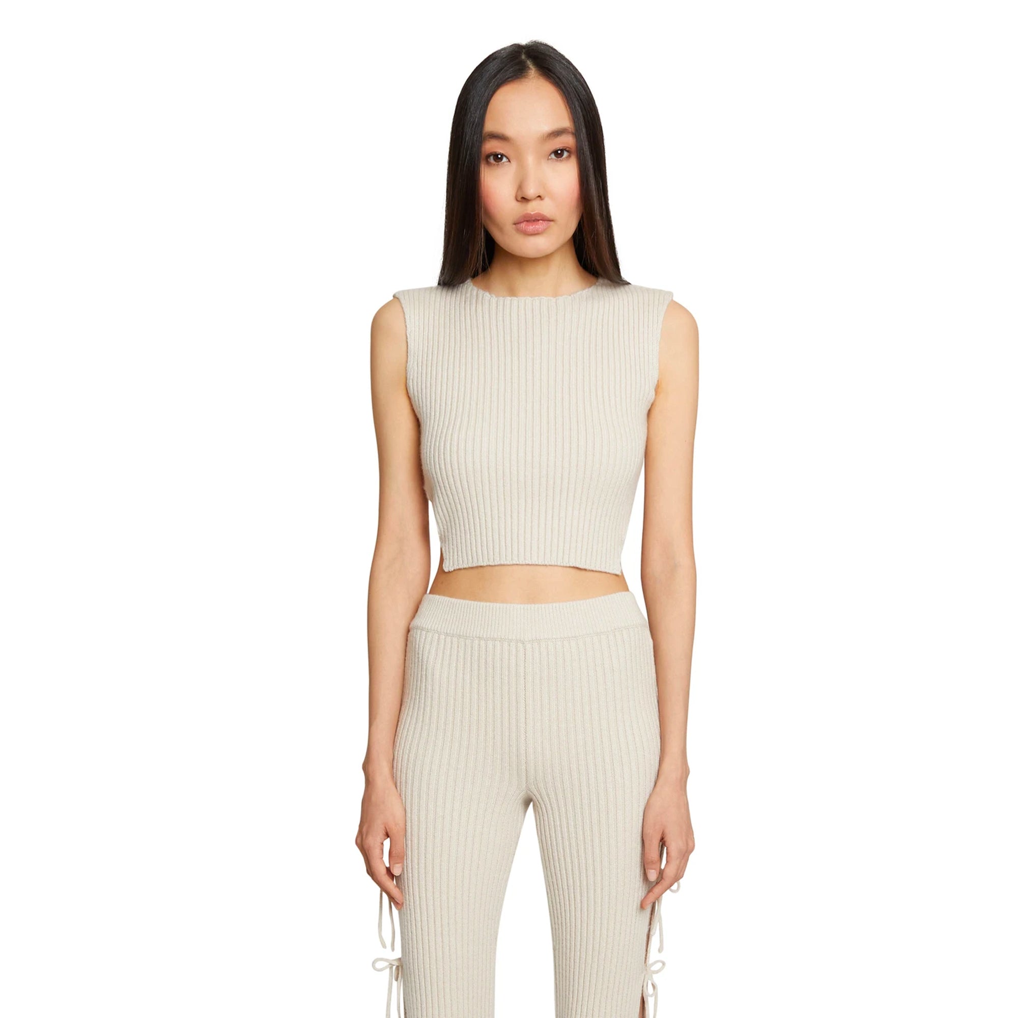 Danielle Guizio Womens Rib Knit backless Tan