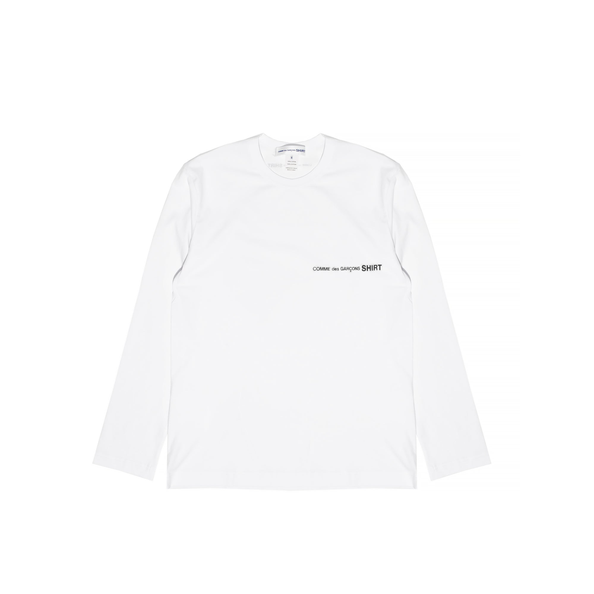 Comme Des Garcons Shirt Mens Logo LS Tee  White