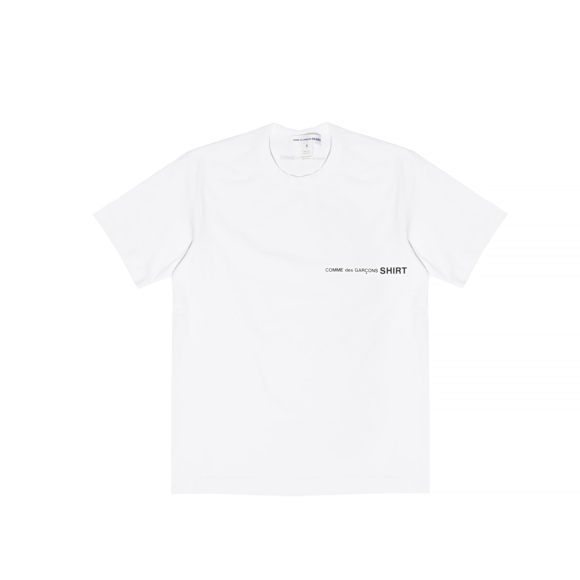 Comme Des Garcons Shirt Mens Oversized Logo SS Tee White