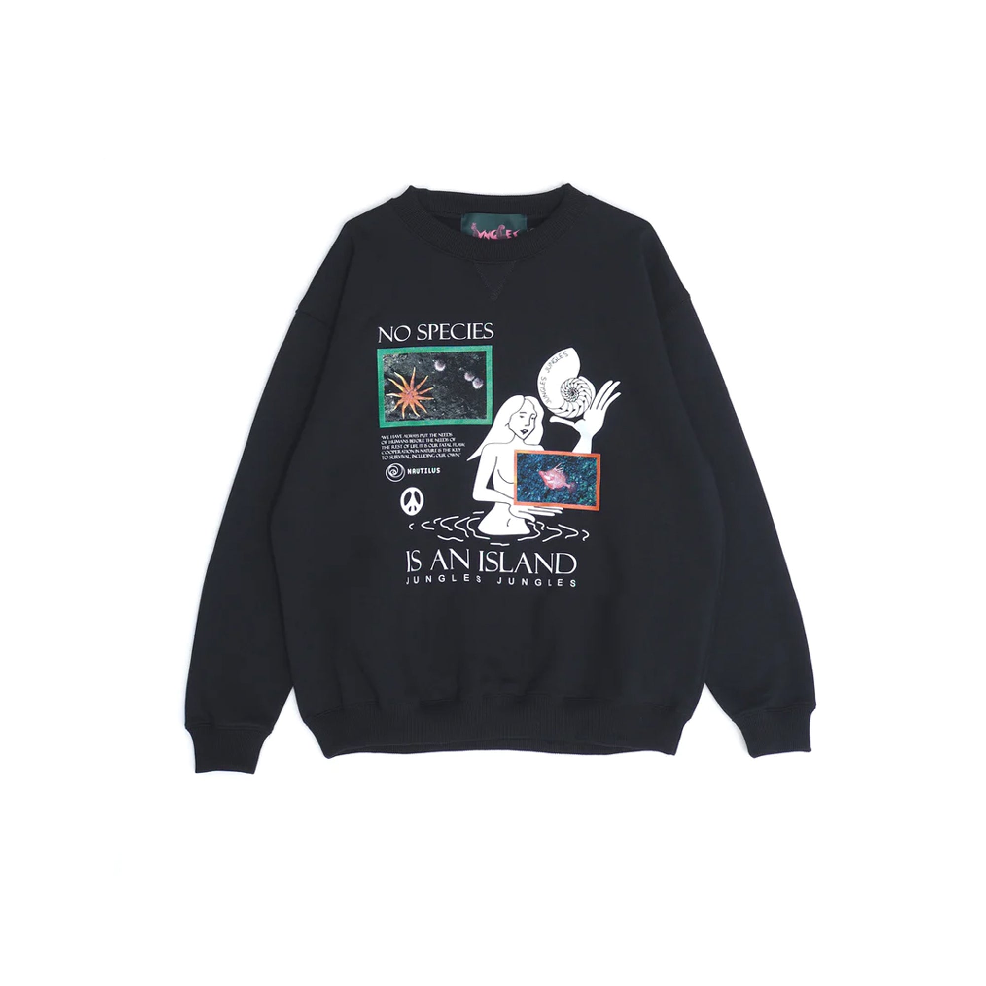 Jungles Mens No Species Is An Island Crewneck