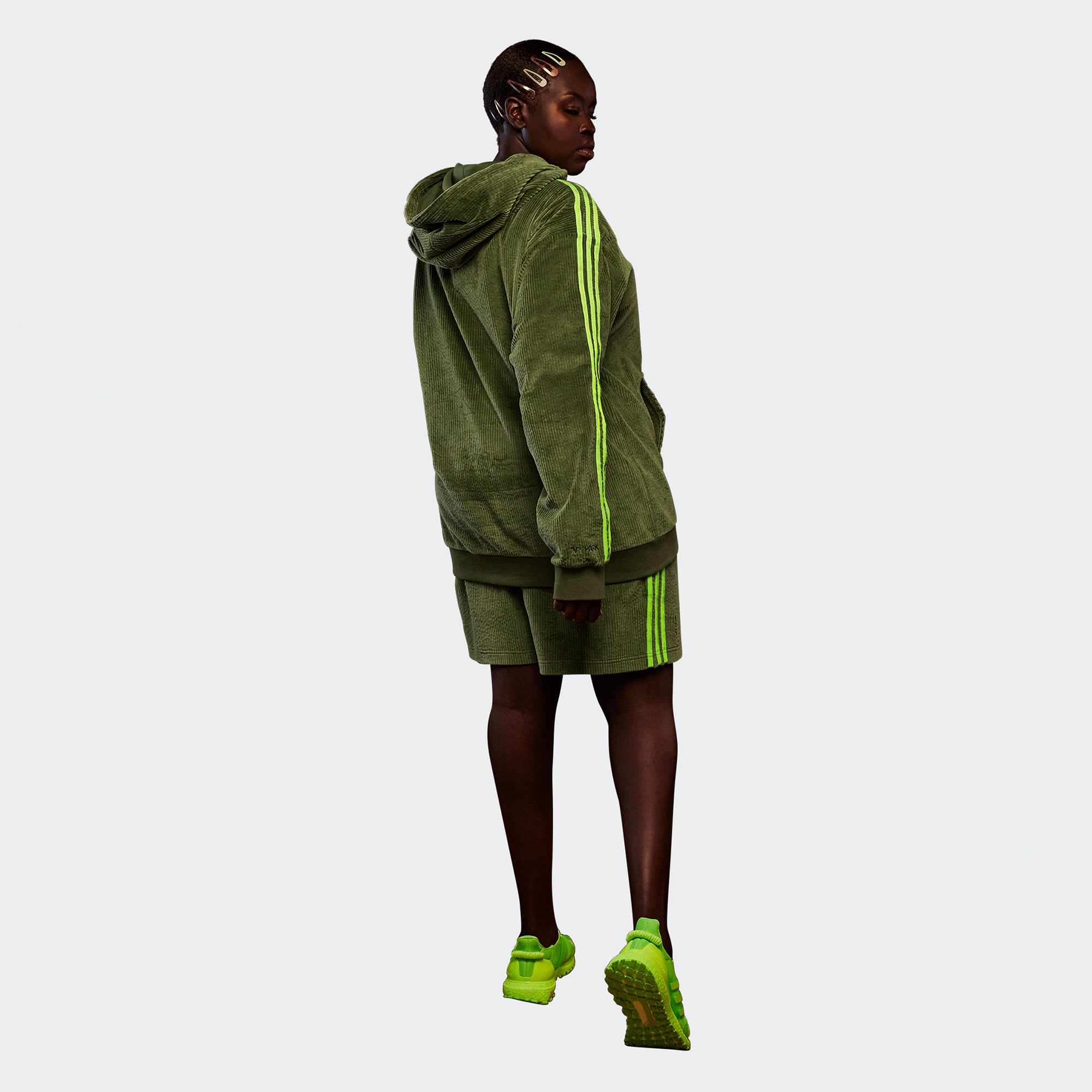 Adidas x Ivy Park Corduroy Hoodie 'Wild Pine Solar Slime'