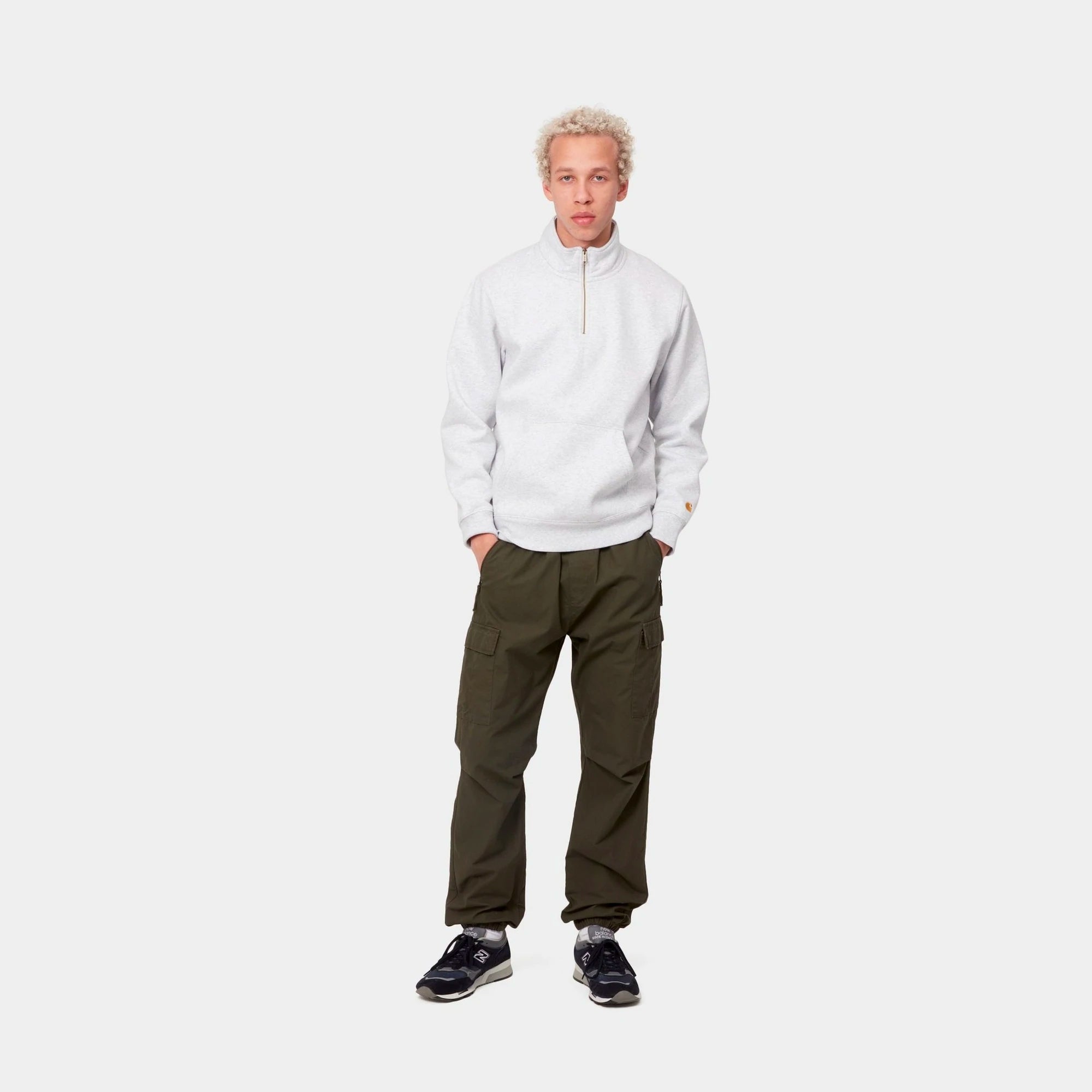Carhartt WIP Mens Chase Neck Zip Sweater Ash Heather