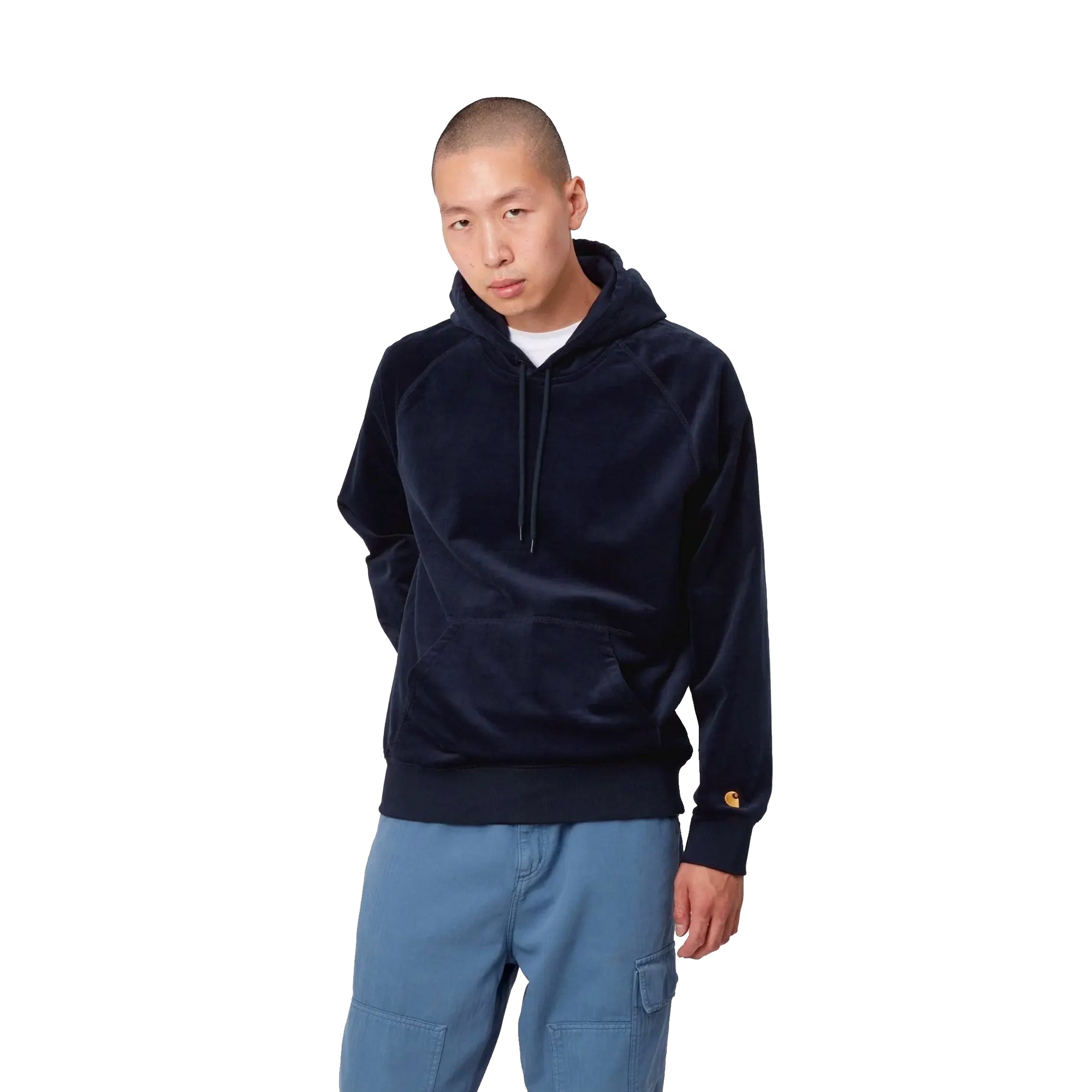 Carhartt WIP Mens Hooded Cord Sweatshirt 'Dark Navy'