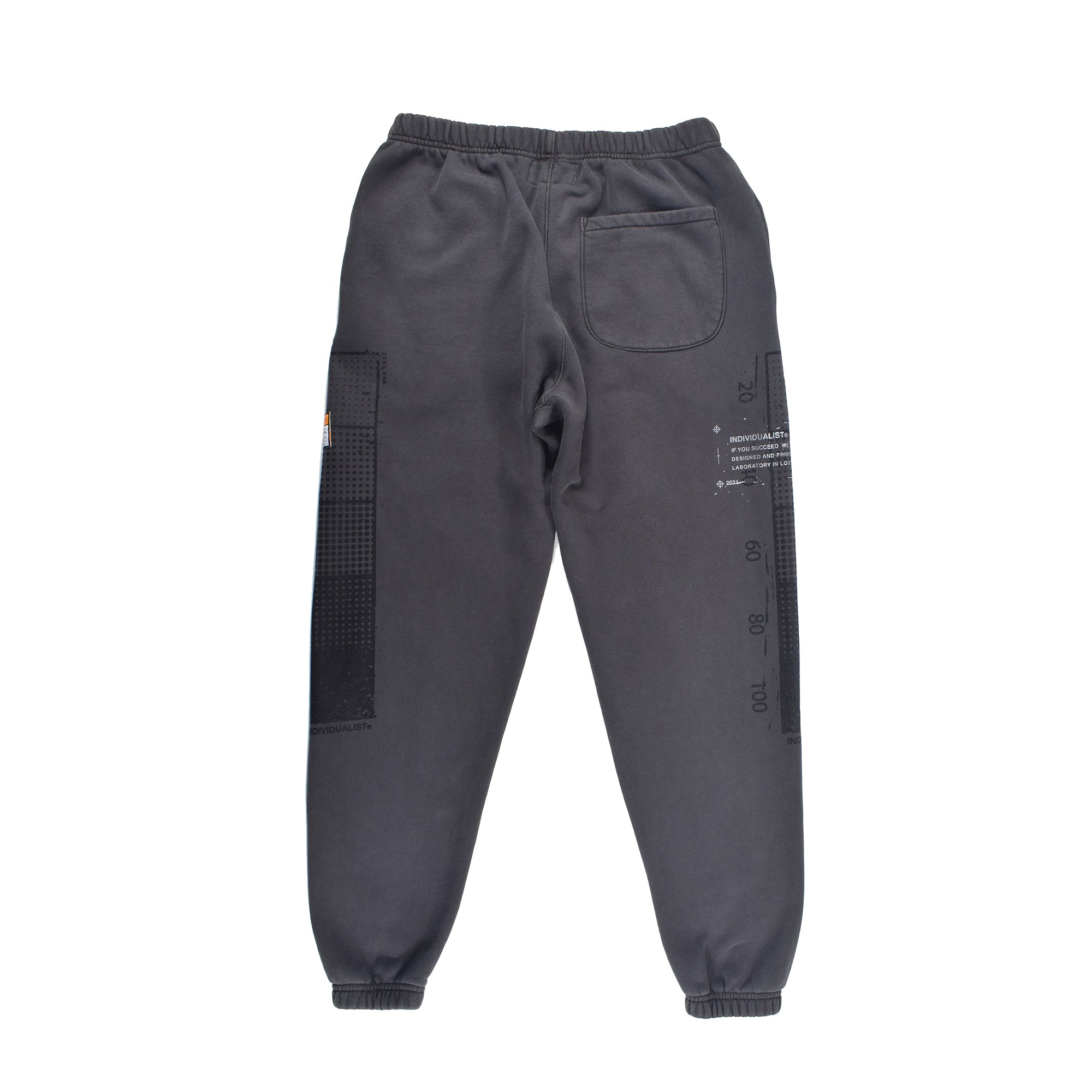 INDVLST Mens Distressed Test Bar Fleece Pants 'Over Dyed Dark Grey'