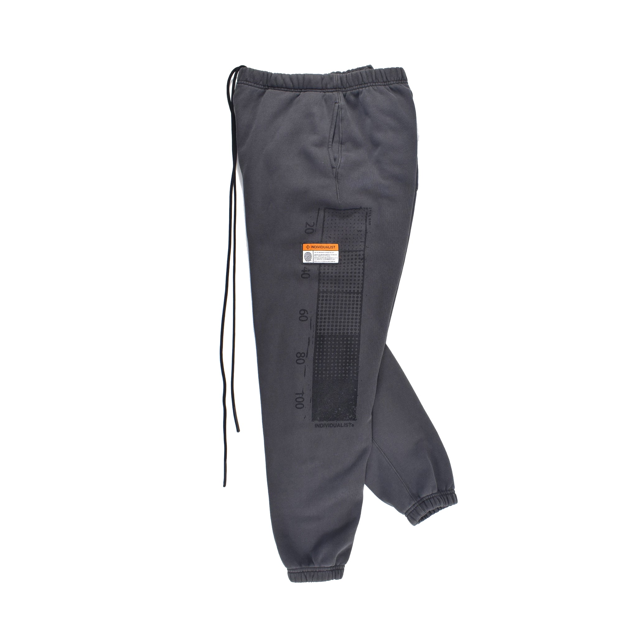 INDVLST Mens Distressed Test Bar Fleece Pants 'Over Dyed Dark Grey'