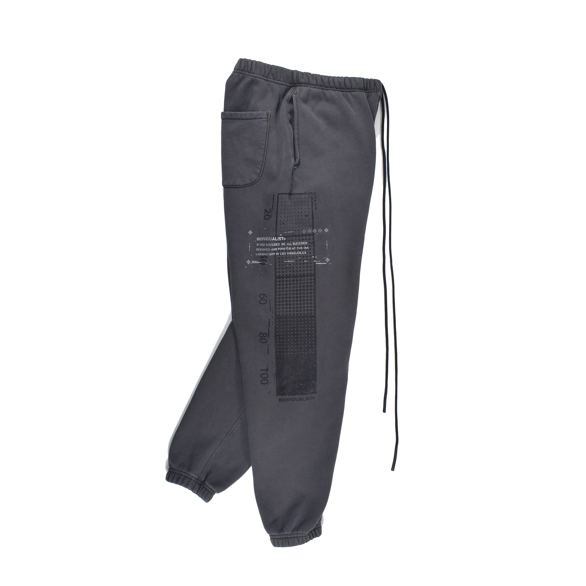 INDVLST Mens Distressed Test Bar Fleece Pants 'Over Dyed Dark Grey'