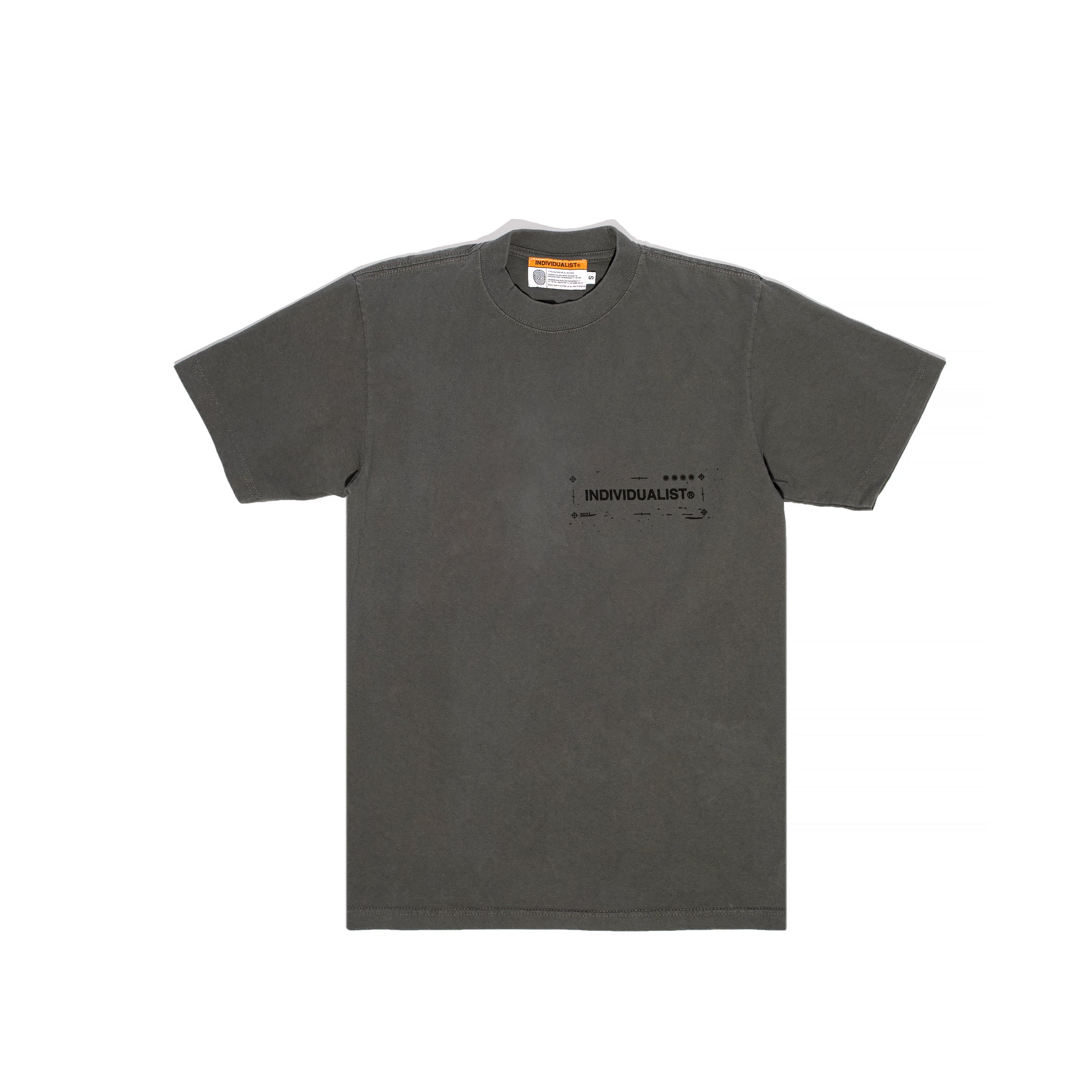 INDVLST Mens Washed Logo S/S Tee 'Overdyed Dark Grey'