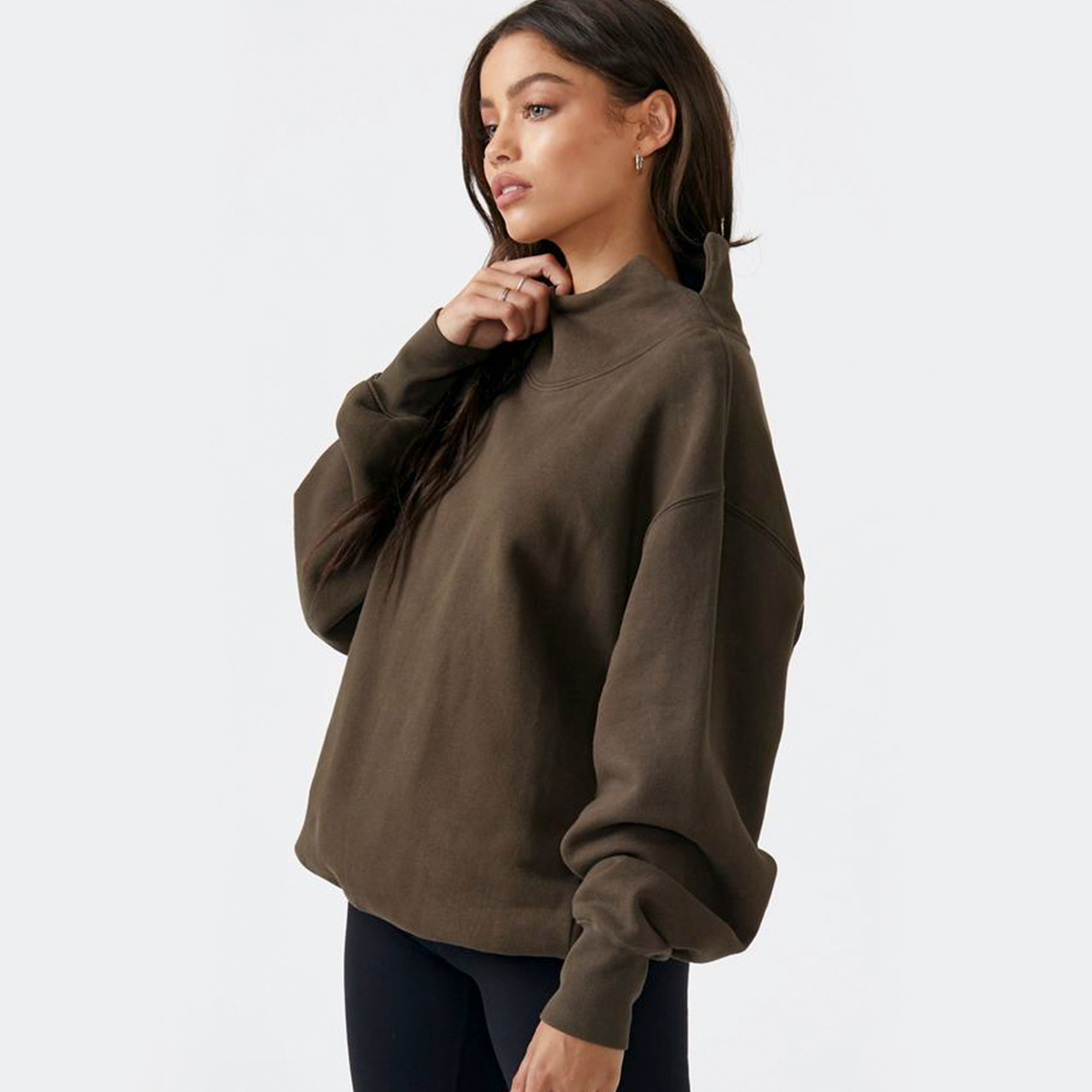 Joah Brown Womens Oversized Turtleneck [524LST-ARMY]