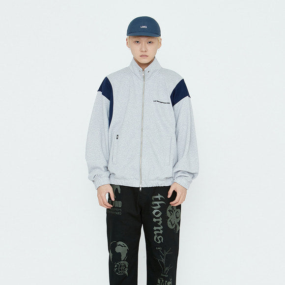 Lost Management Cities Oversized Zip Up Sweat Jacket 'Heather Gray'