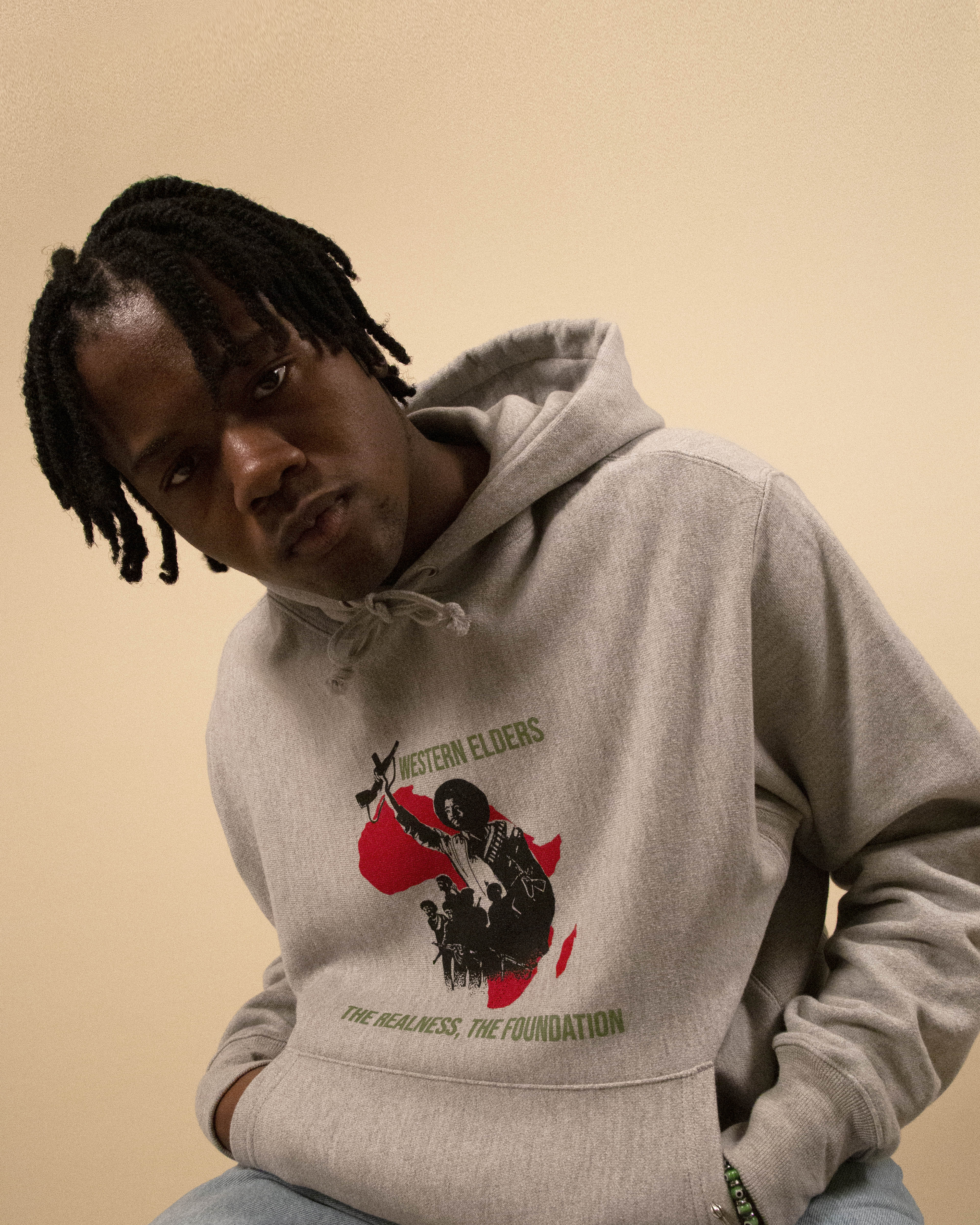 Western Elders Protest Hoodie in Grey
