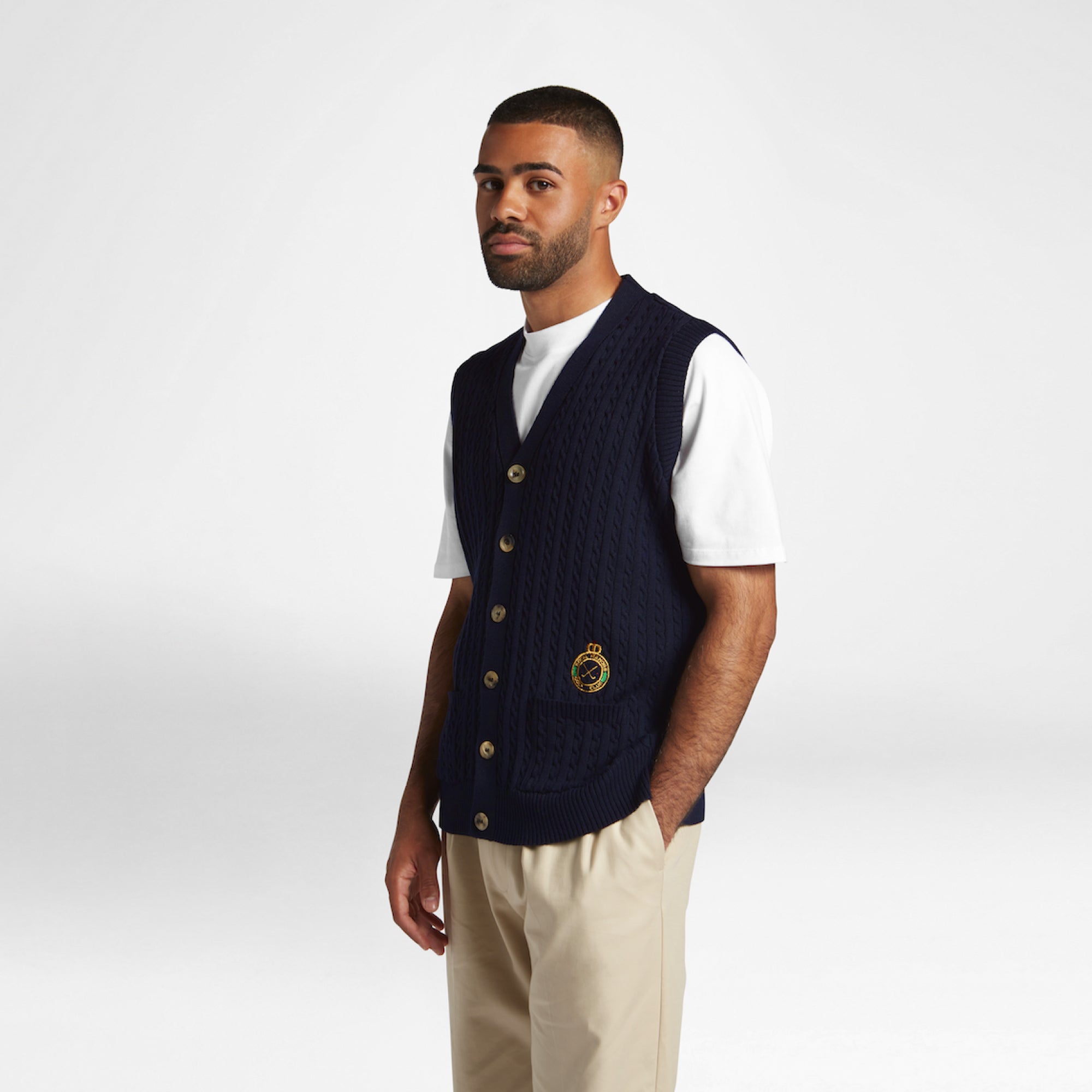 Manors Mens Cable Knit Vest
