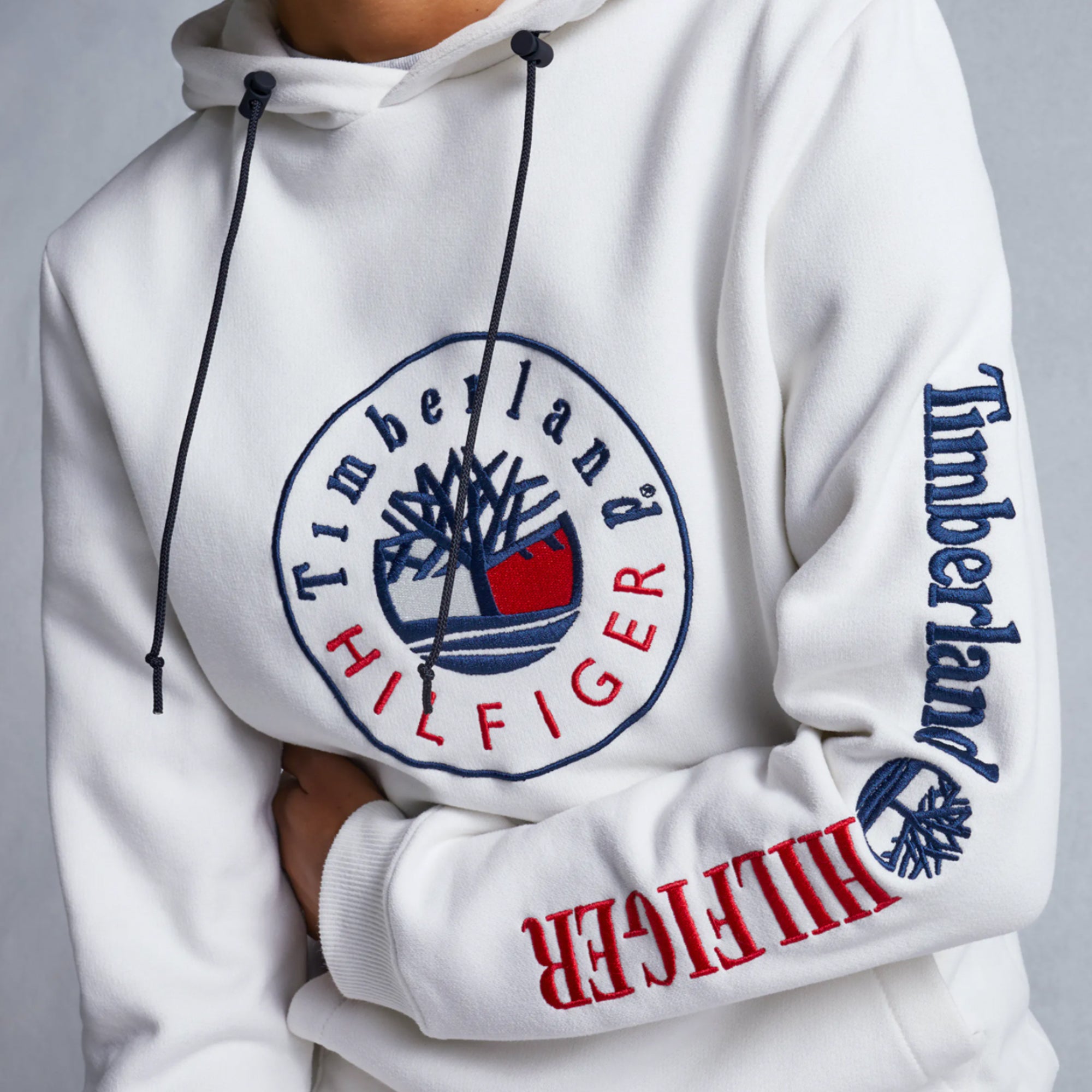 Tommy Hilfiger x Timberland Mens RI Logo Hoodie 'Ivory'