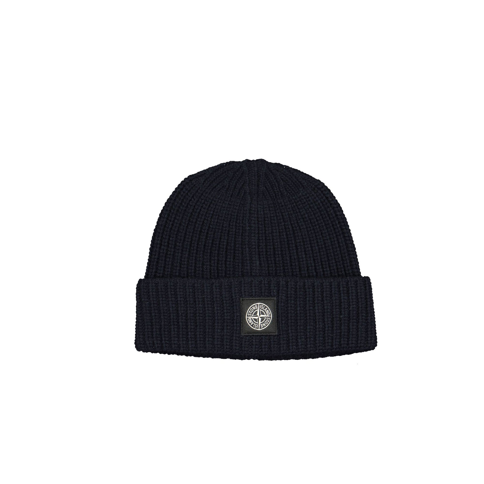Stone Island Mens Wool Patch Logo Beanie Black