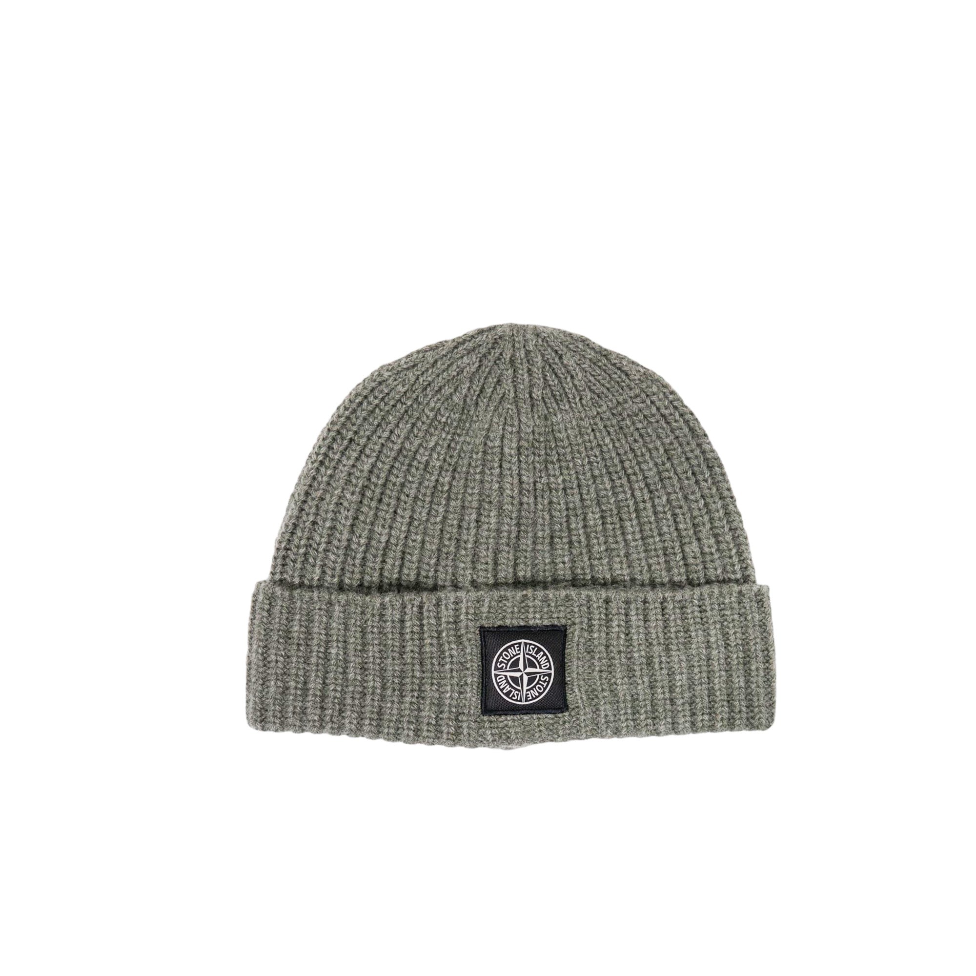 Stone Island Mens Wool Patch Logo Beanie Green
